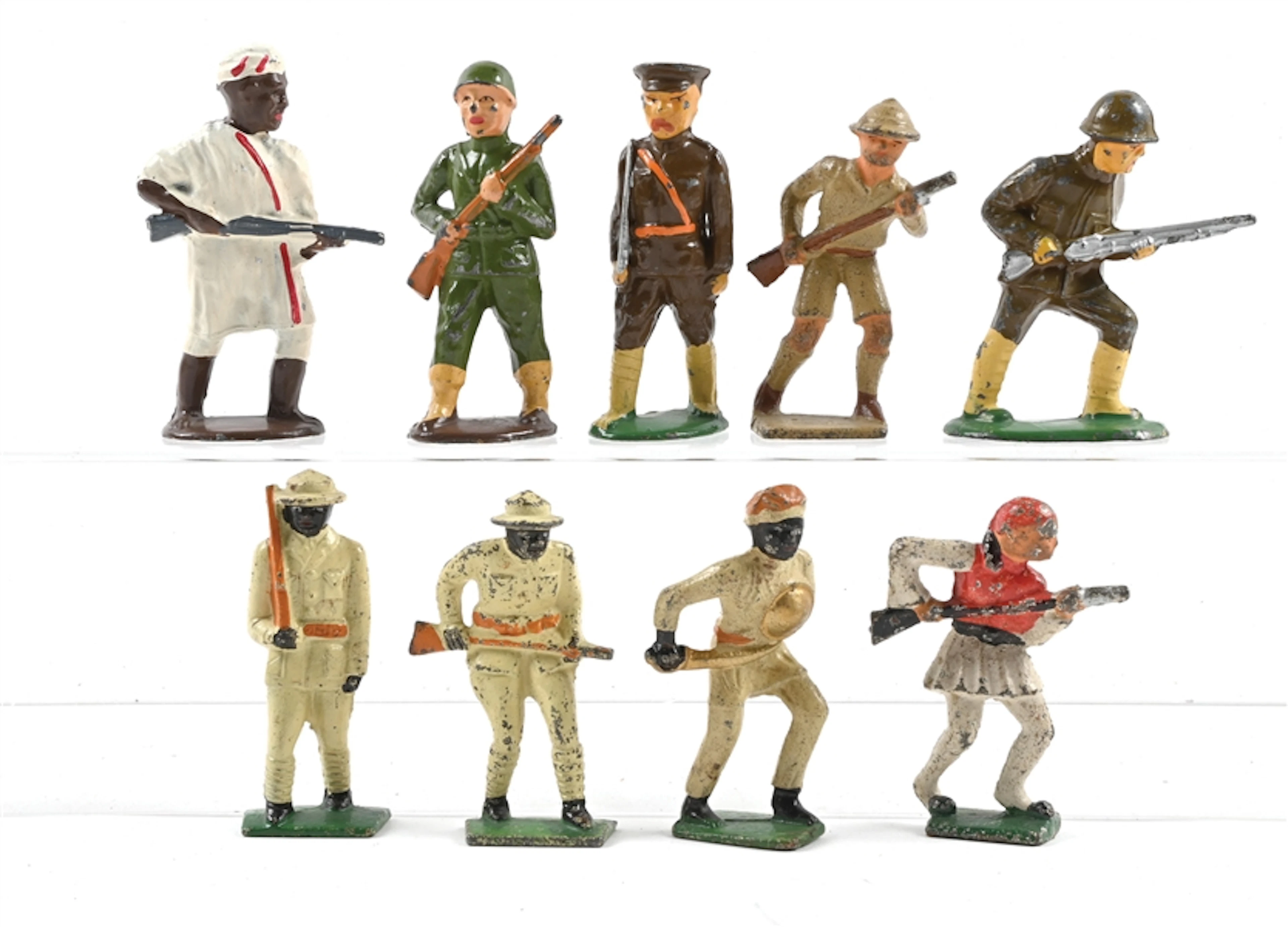 BARCLAY & GREY IRON FOREIGN TROOPS 9-PIECE LOOSE ASSORTMENT