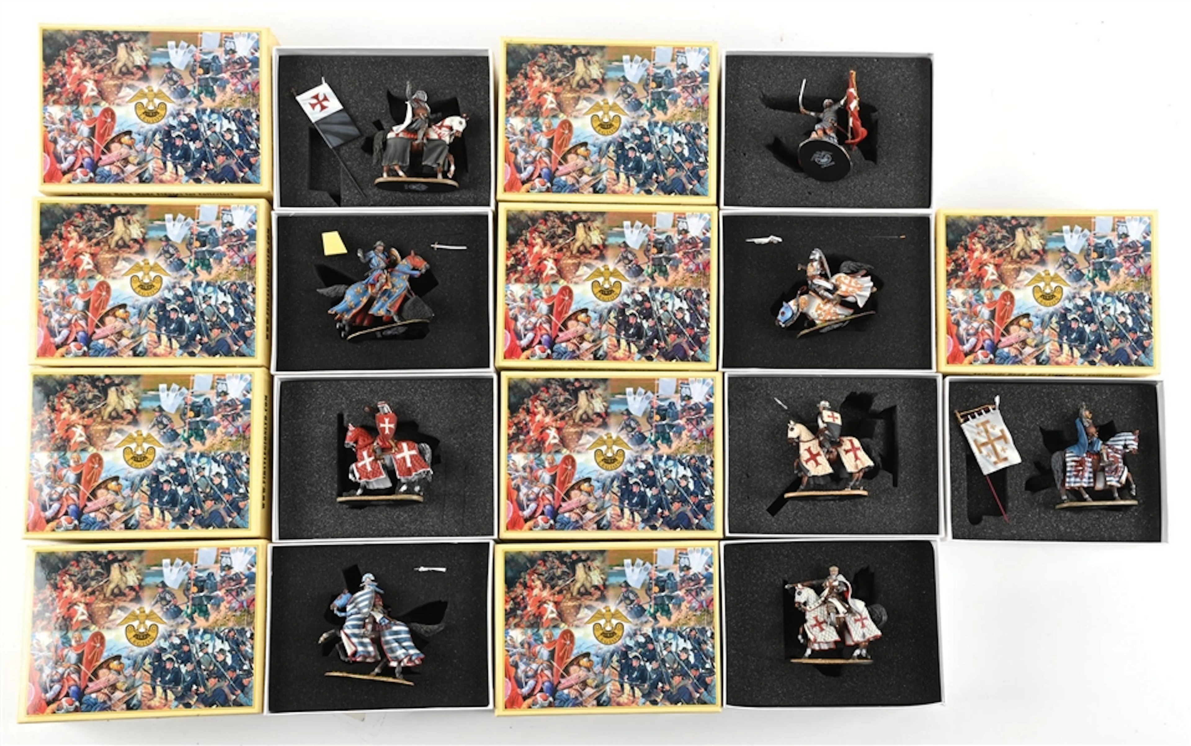LOT OF 9: FIRST LEGION CRUSADER CAVALRY FIGURES IN BOXES
