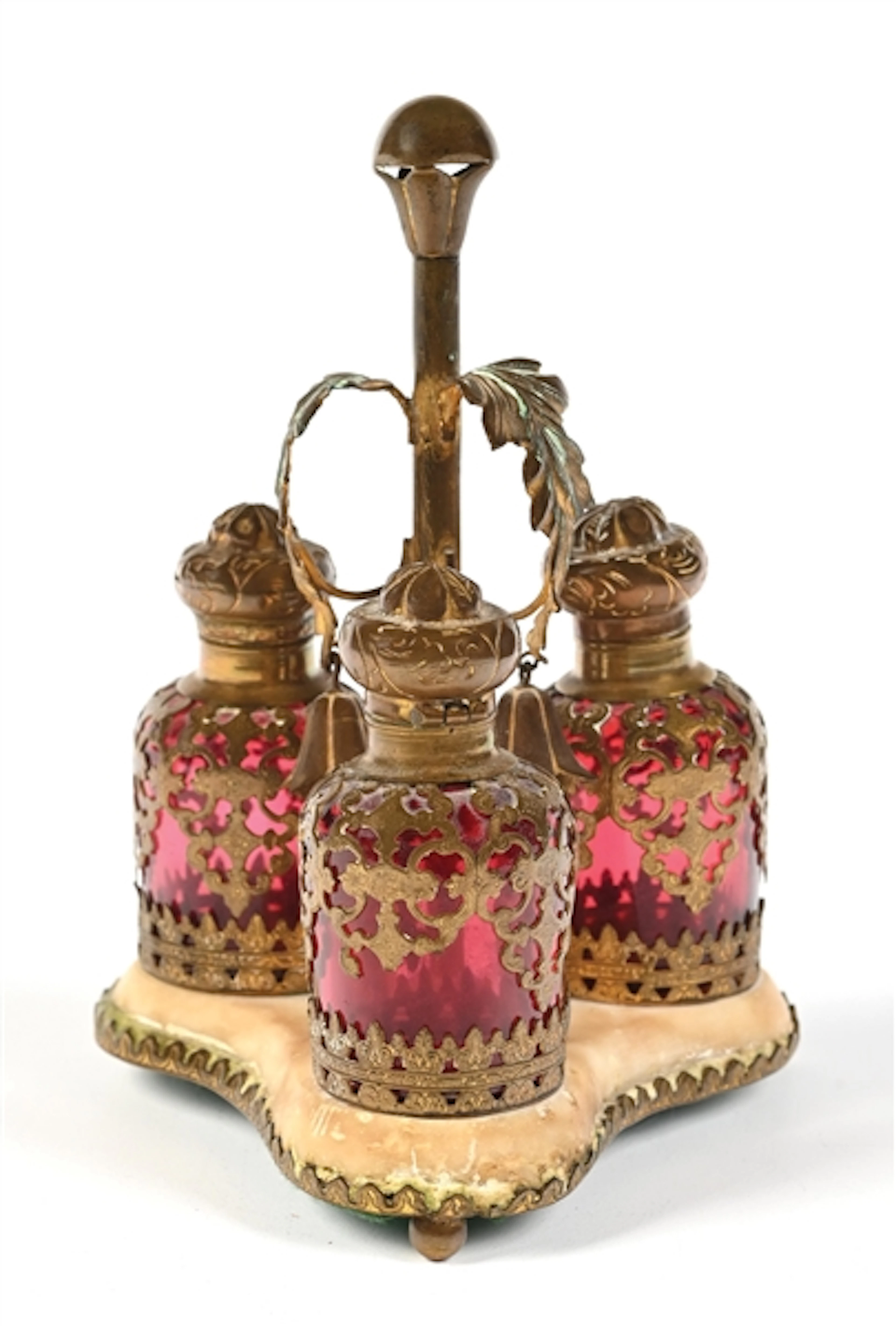 PALAIS ROYAL PERFUME CADDY WITH GILDED HOLDER & BELLS INCLUDING 3
