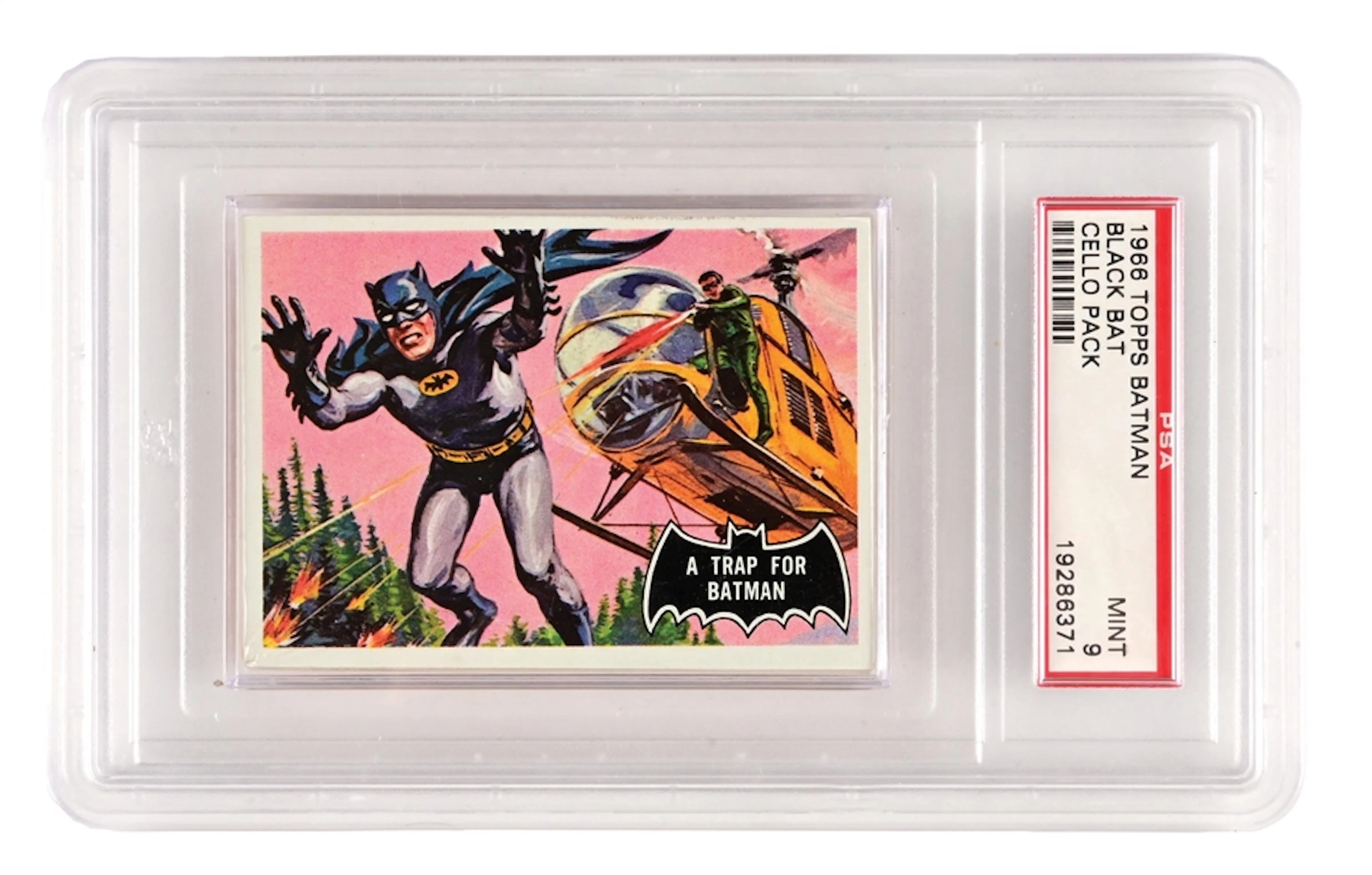 1966 TOPPS BATMAN BLACK BAT CELLO PACK PSA 9
