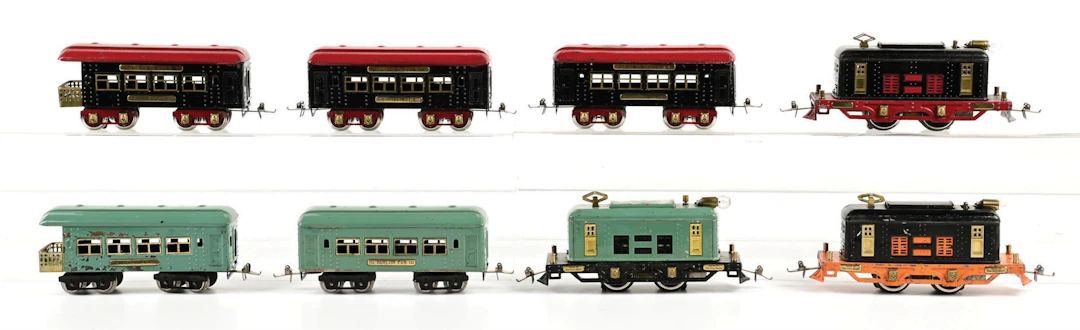 LOT OF 2: PRE-WAR IVES O-GA. ELECTRIC LOCOMOTIVE PASSENGER SETS &