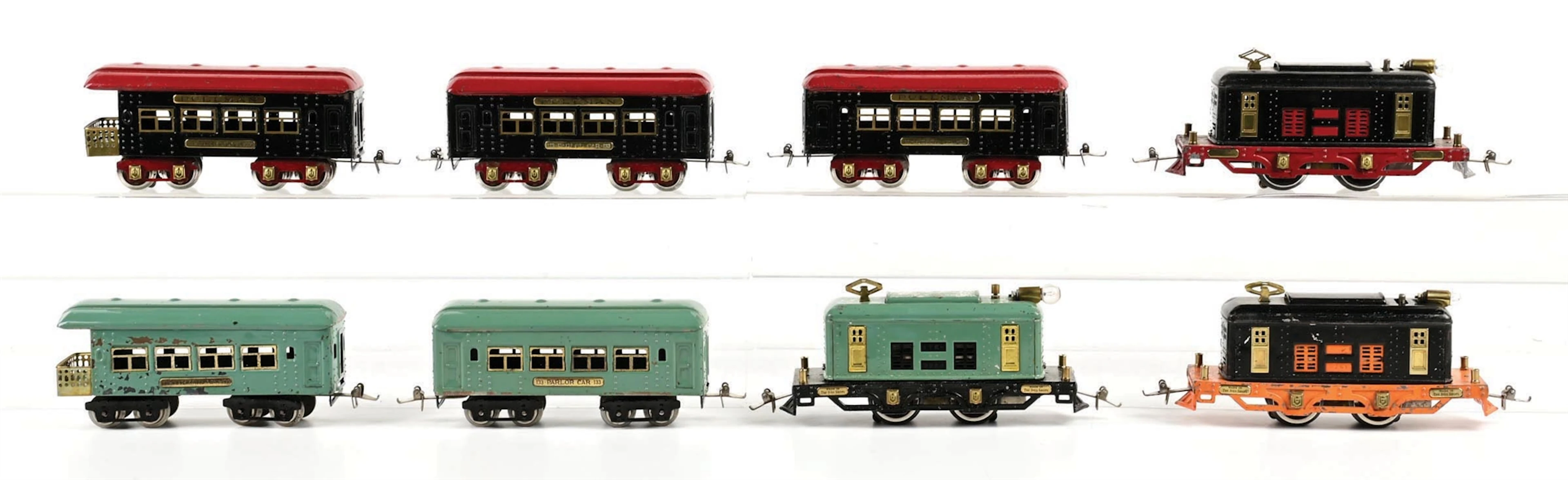 LOT OF 2: PRE-WAR IVES O-GA. ELECTRIC LOCOMOTIVE PASSENGER SETS &