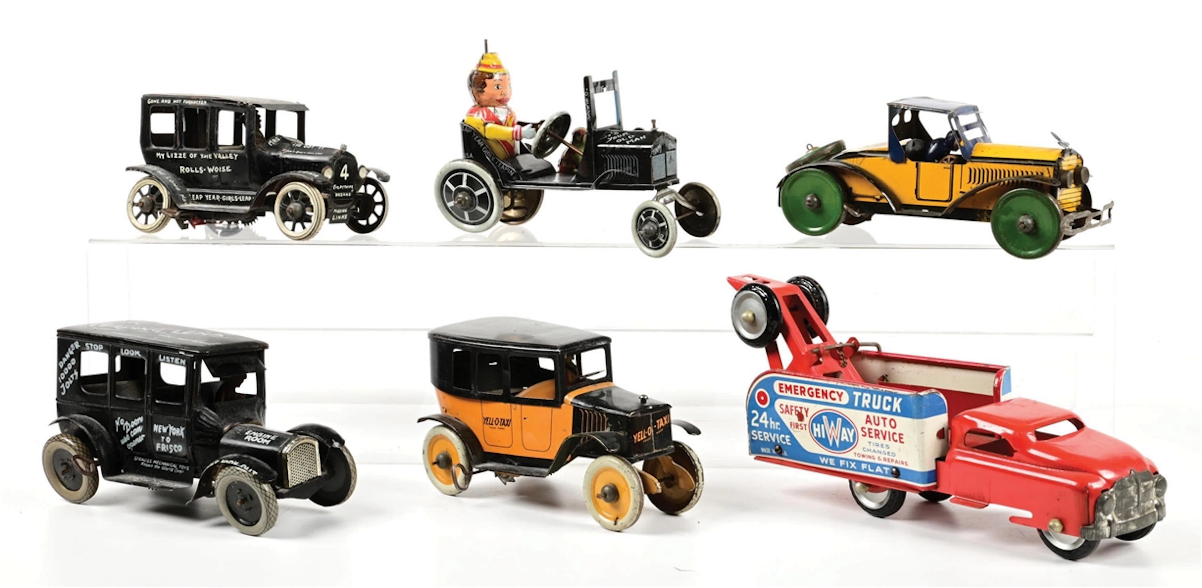 LOT OF 6: STRAUSS & MARX LEAPING LENA, YELL-O-TAXI, EMERGENCY TRUCK