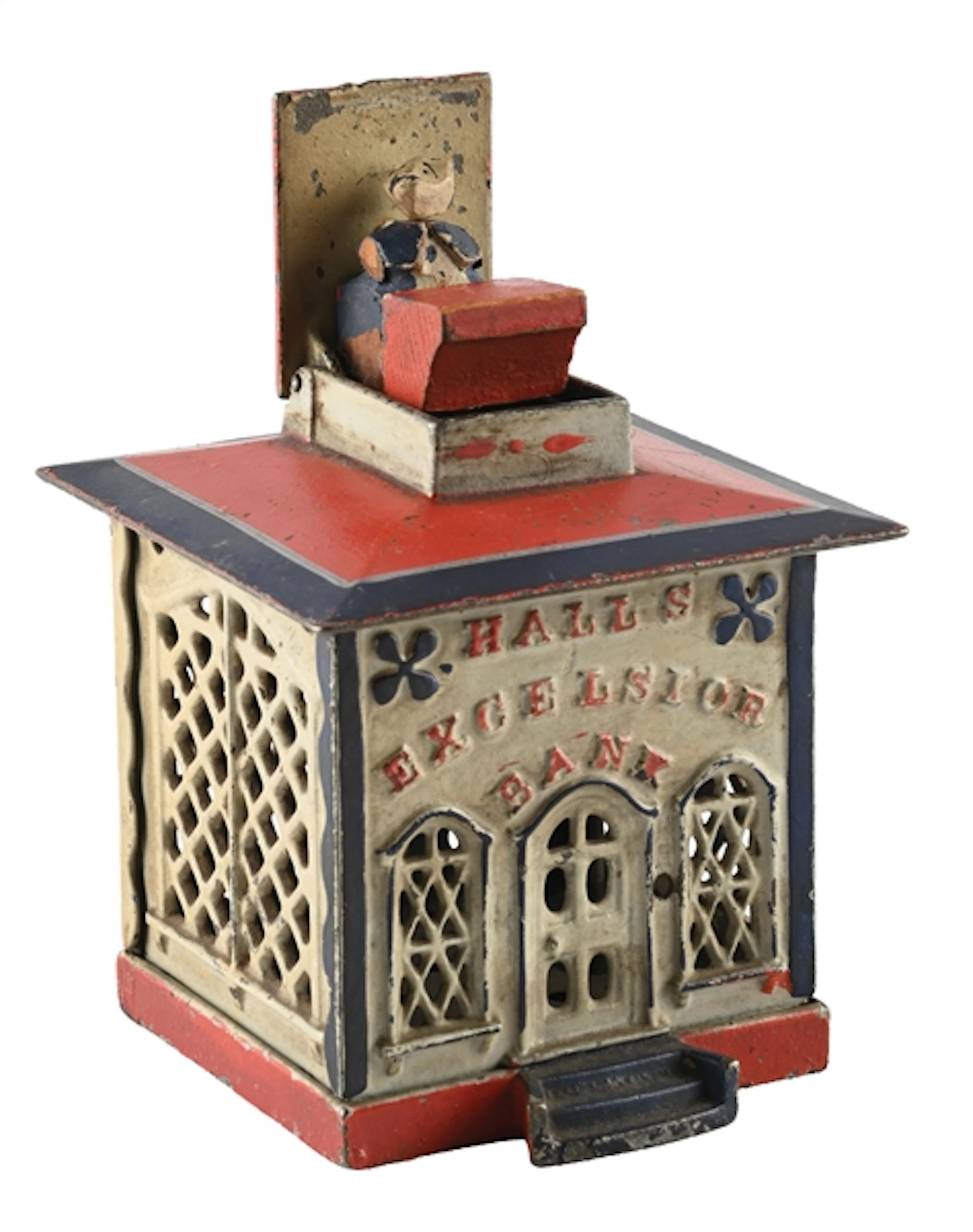 HALLS EXCELSIOR CAST IRON MECHANICAL BANK
