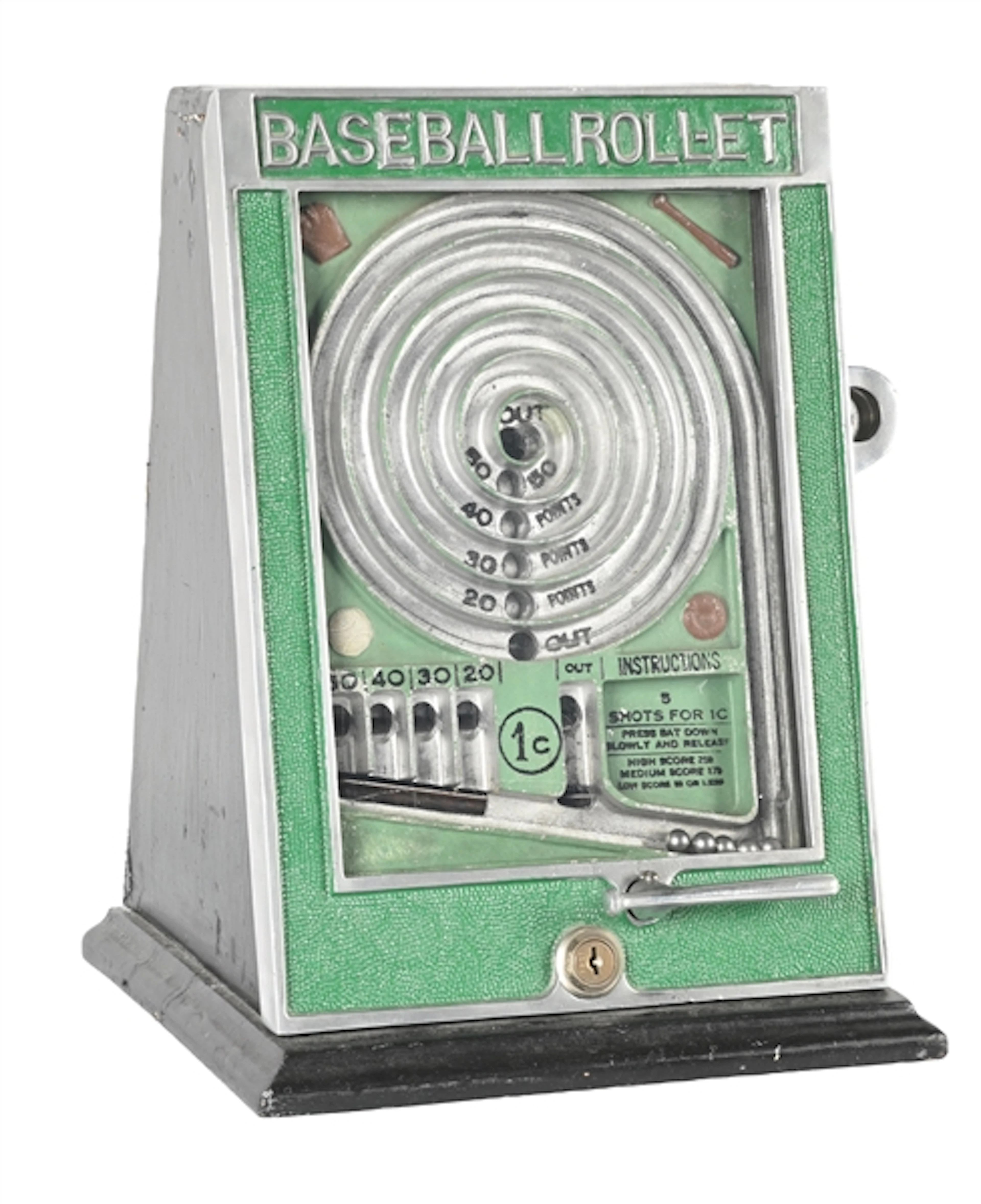 1¢ D. GOTTLIEB CO. BASEBALL ROLL-ET COUNTER ARCADE MACHINE