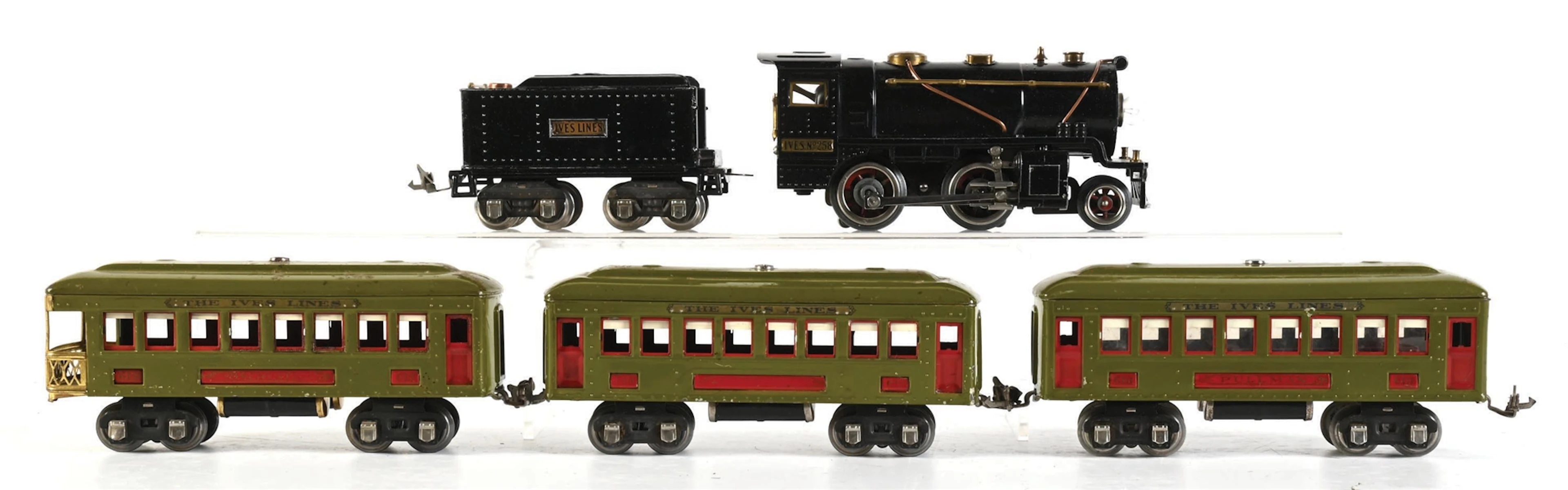 LOT OF 5: IVES LINES O-GA. TRANSITION SET NO. 258 LOCO W/ TENDER AND