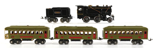 LOT OF 5: IVES LINES O-GA. TRANSITION SET NO. 258 LOCO W/ TENDER AND