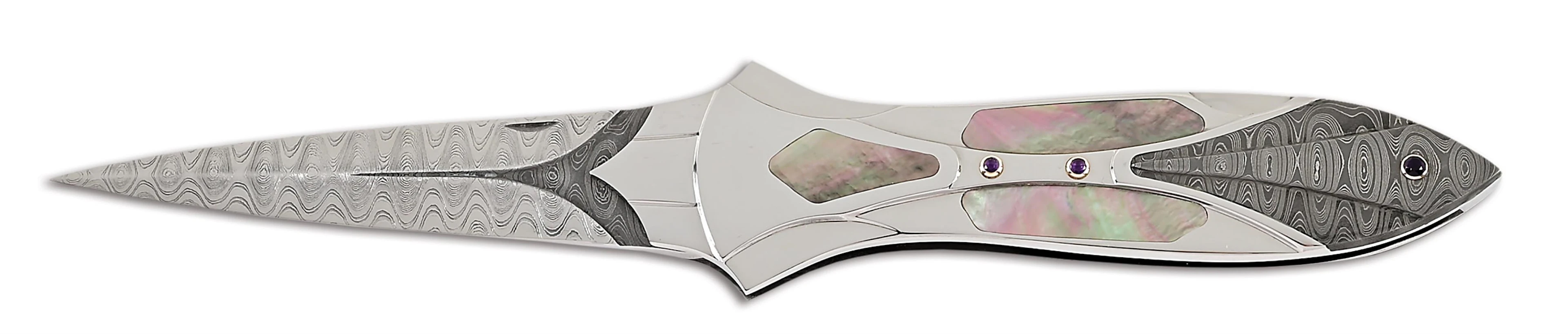 RON BEST BLACK LIP PEARL CUSTOM INTERFRAME LOCKKBACK KNIFE.