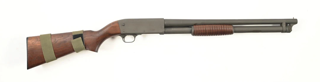(C) ITHACA MODEL 37 FEATHERLIGHT SLIDE ACTION RIOT SHOTGUN.