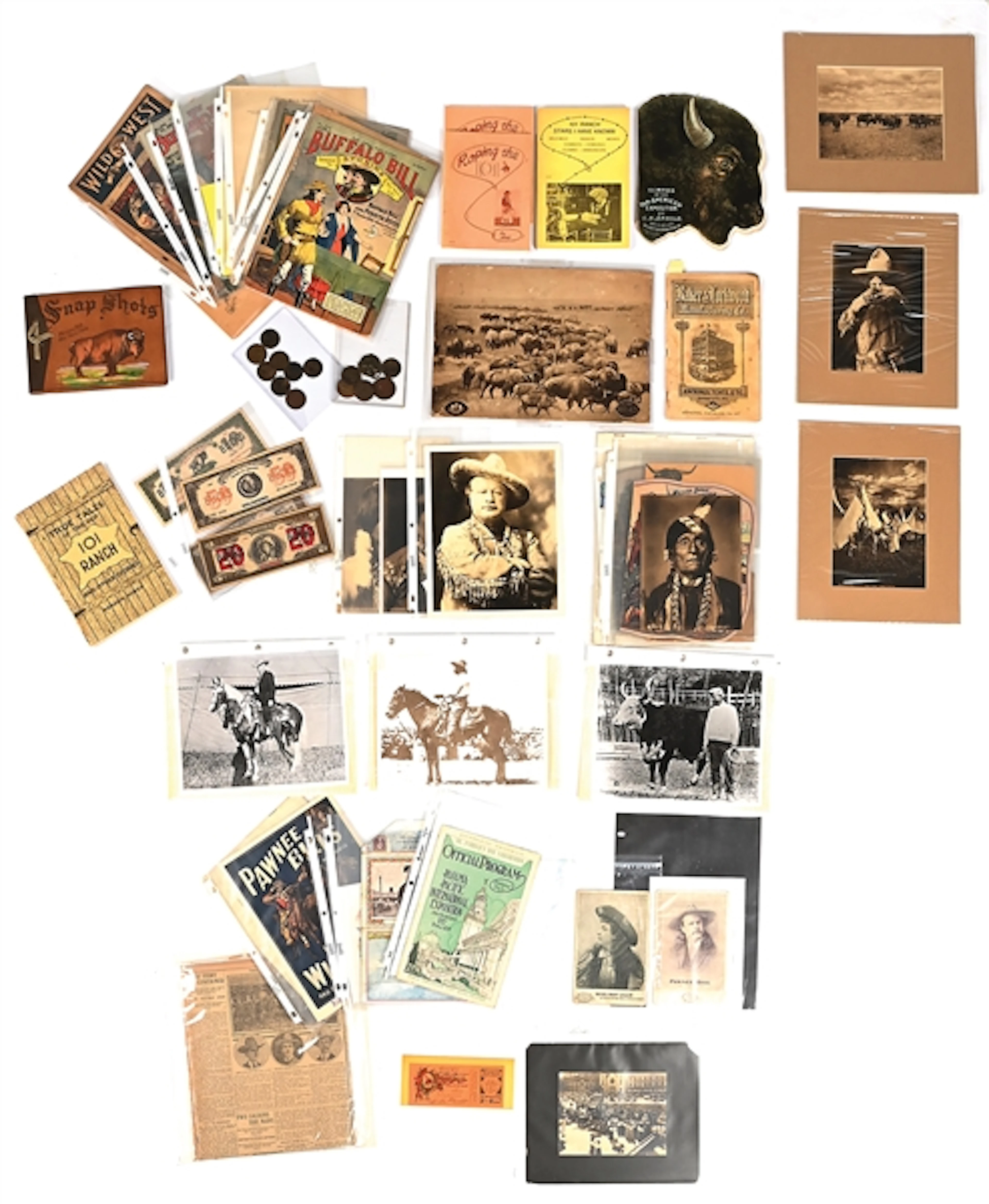 LARGE LOT OF 101 RANCH PAPER ITEMS, TOKENS, ETC.