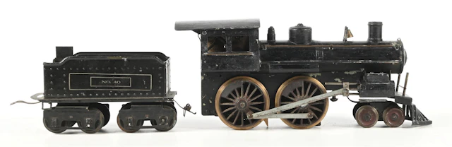 HOMEMADE GAUGE 1 STEAM LOCOMOTIVE WITH IVES #40 TENDER