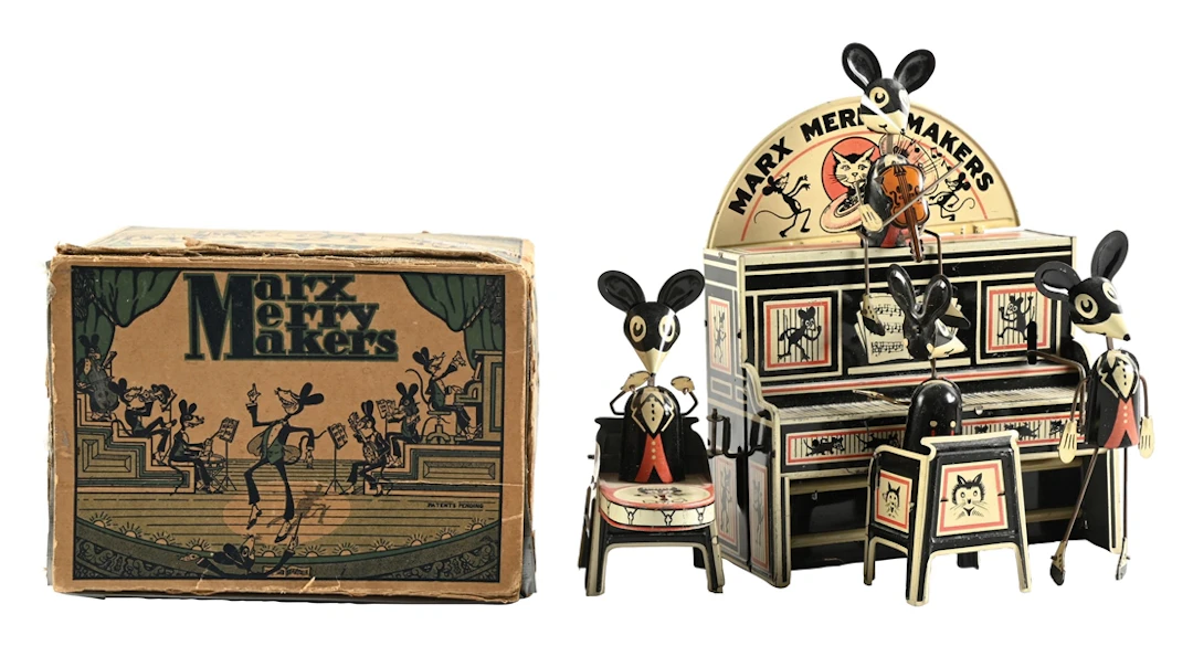 LOUIS MARX & CO. “MERRY MAKERS” TIN-LITHOGRAPHED WIND-UP MOUSE BAND