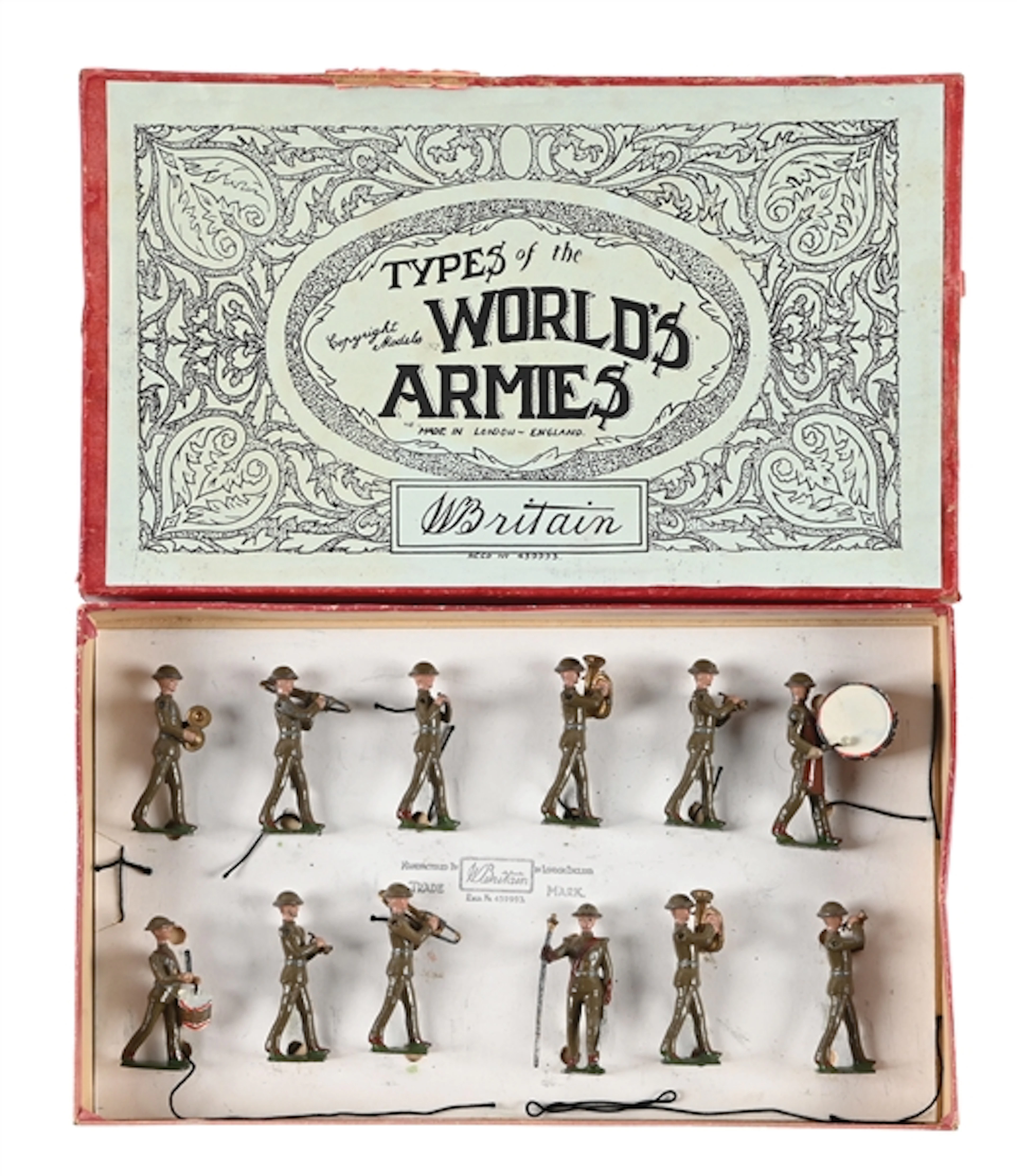 W. BRITAINS U.S.A. MILITARY BAND STEEL HELMETS SET NO. 1301 W/ BOX