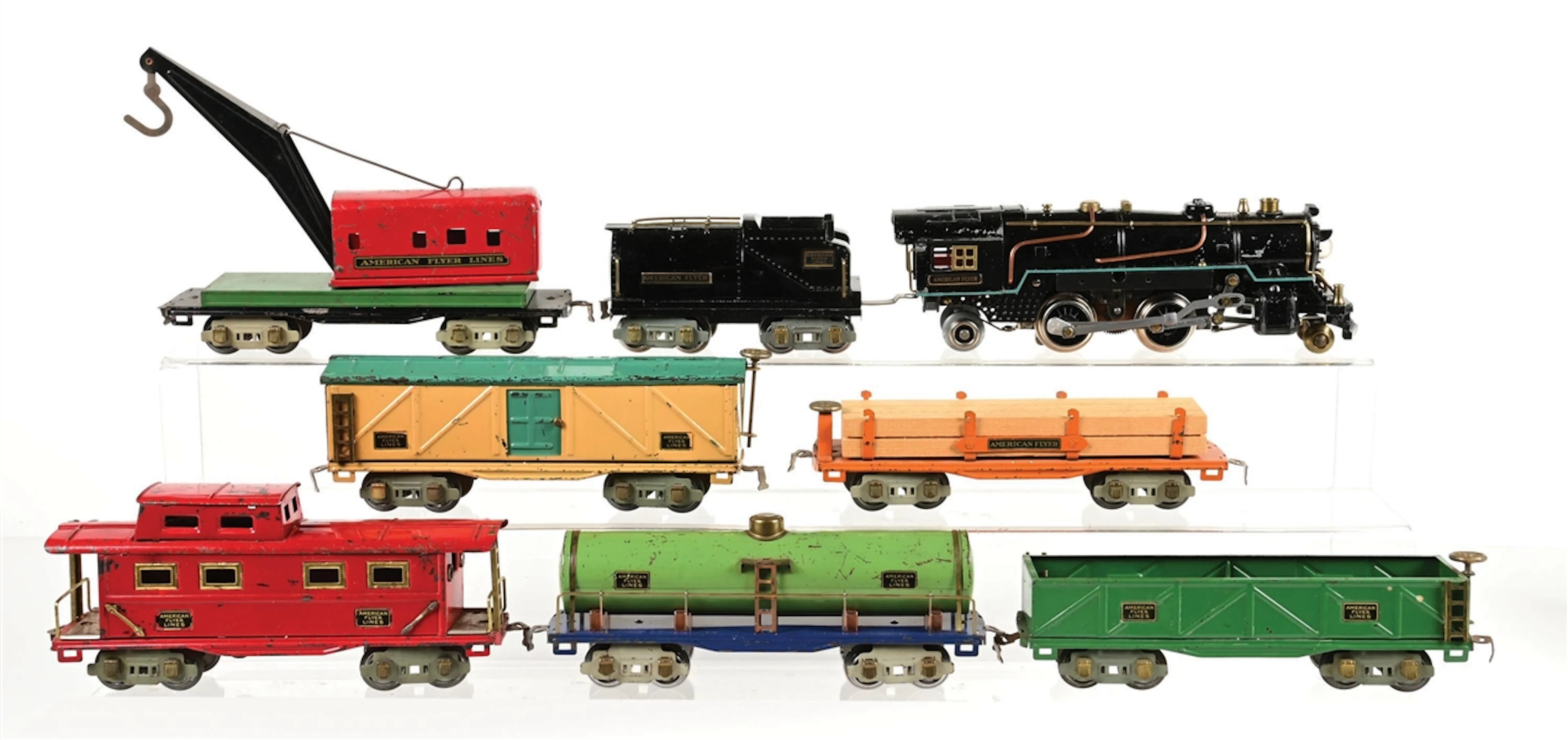 PRE-WAR AMERICAN FLYER O-GA. NO. 3300 STEAM LOCOMOTIVE & TENDER W/