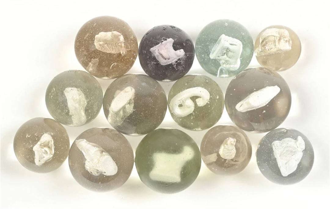 LOT OF 13: SULPHIDE MARBLES