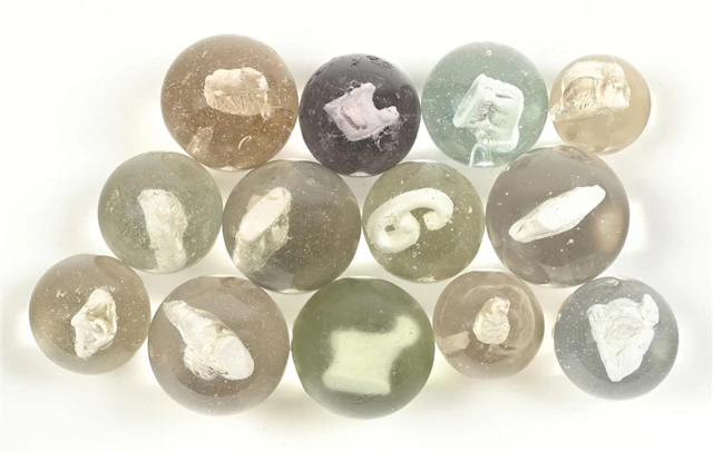 LOT OF 13: SULPHIDE MARBLES