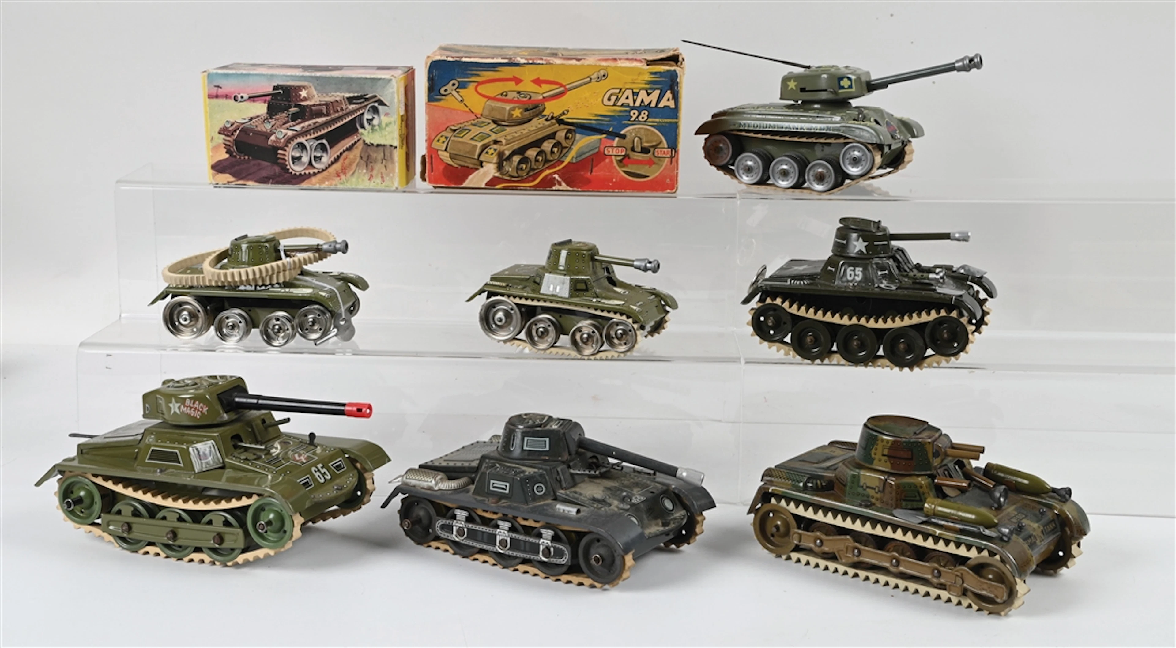LOT OF 7: GAMA TANK ASSORTMENT W/ 2 GESCHA TANKS