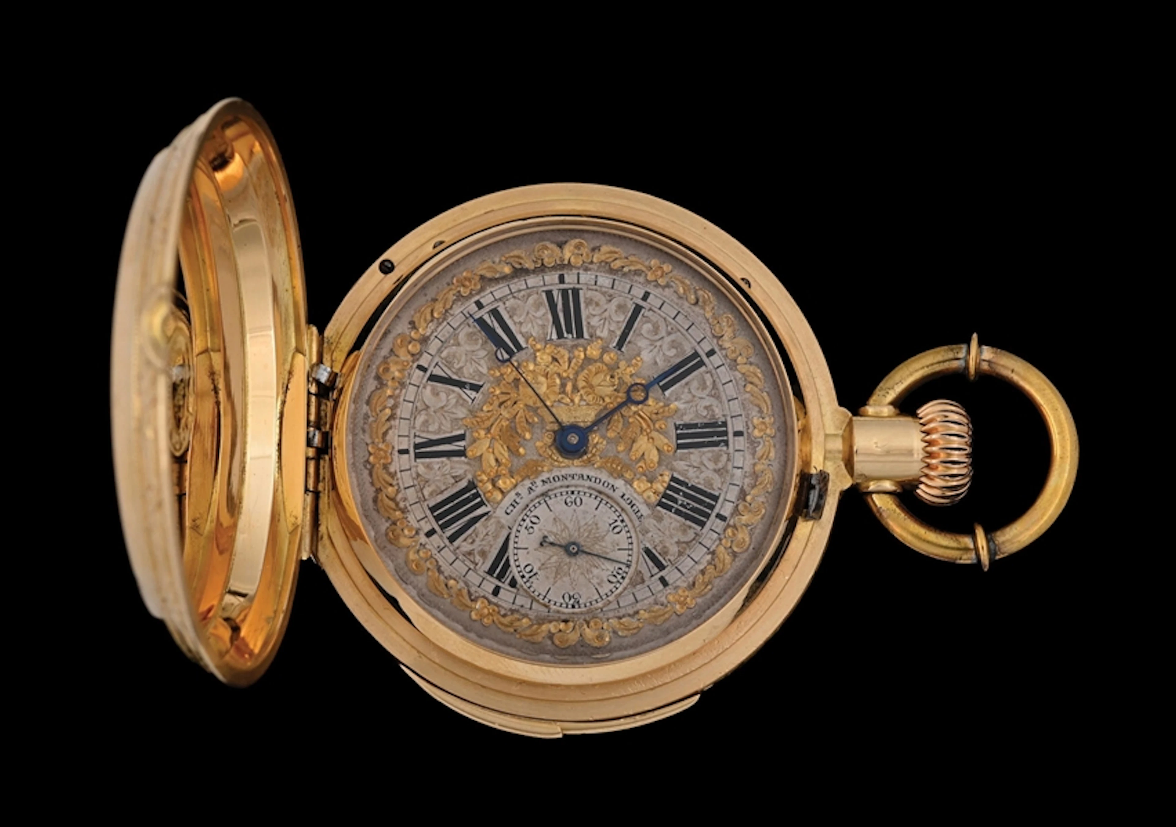 18K GOLD CHARLES MONTANDON BOW-SET MINUTE REPEATING H/C POCKET WATCH