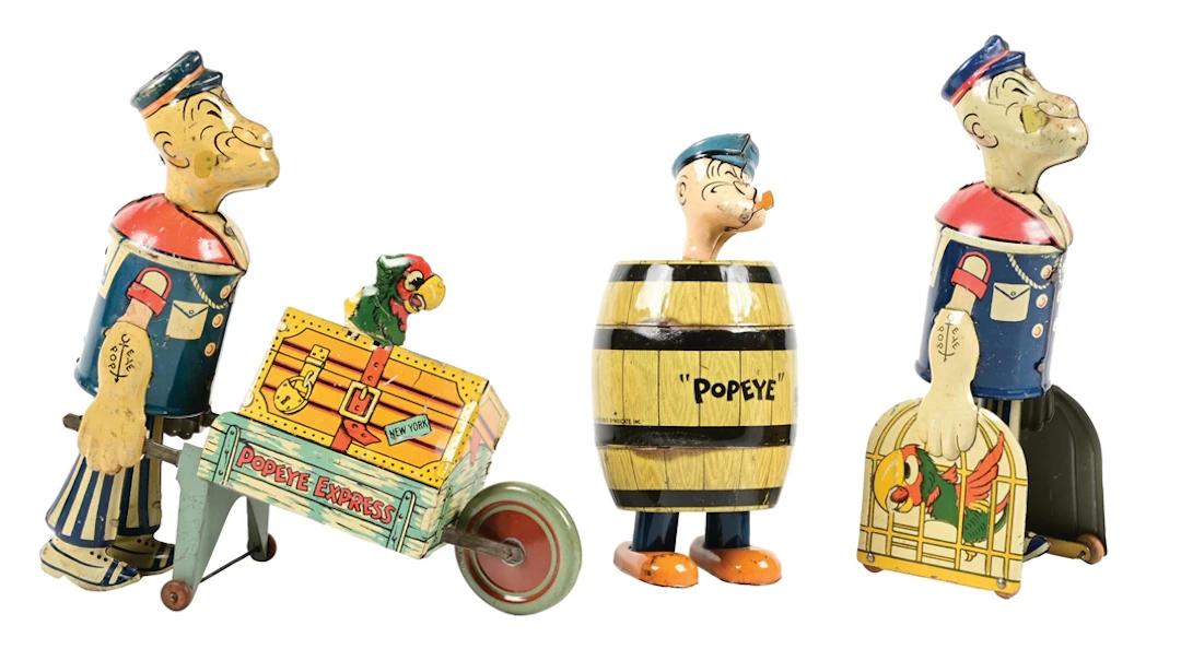 LOT OF 3: TIN LITHO WIND-UP POPEYE TOYS
