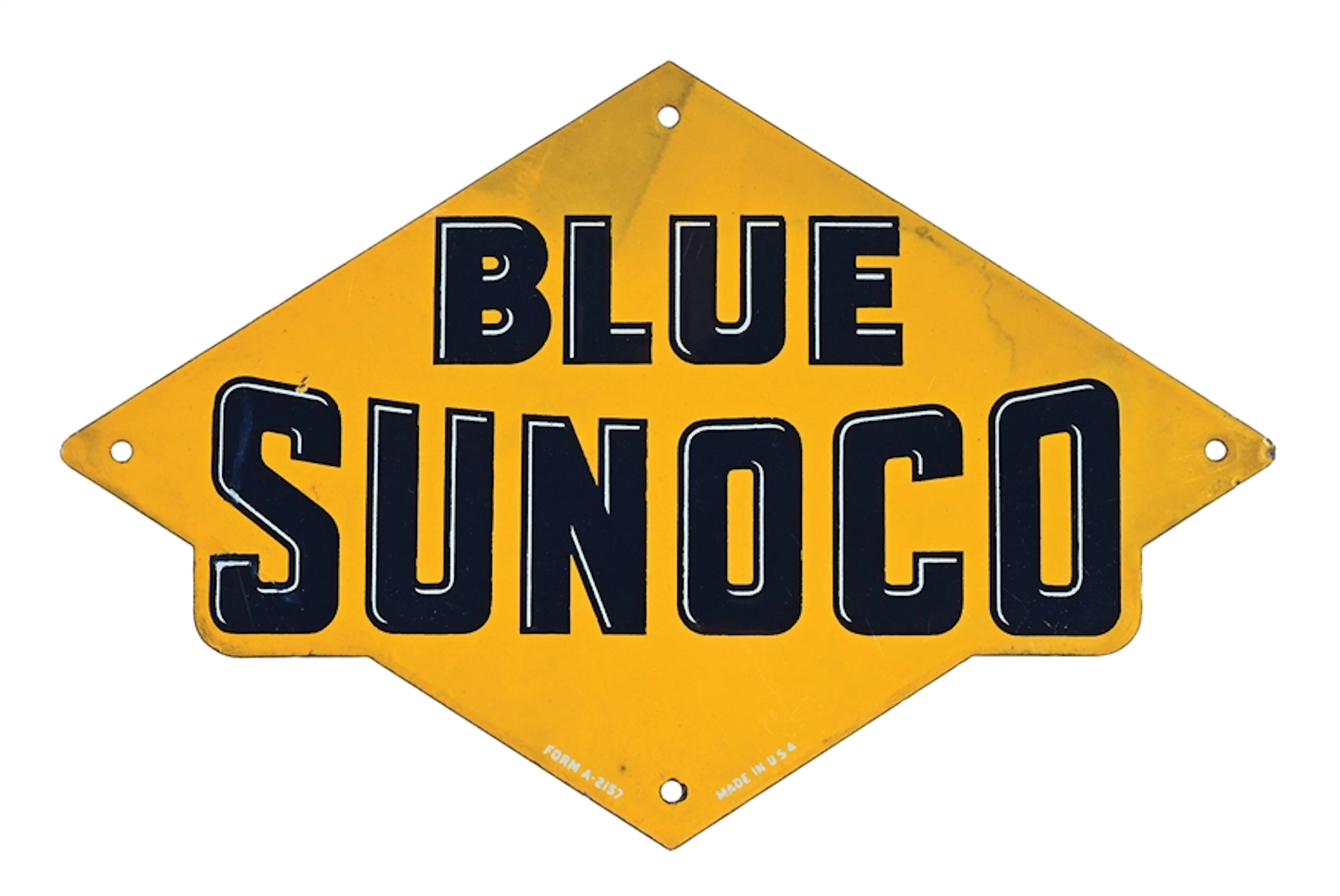 BLUE SUNOCO GASOLINE PORCELAIN PUMP PLATE SIGN