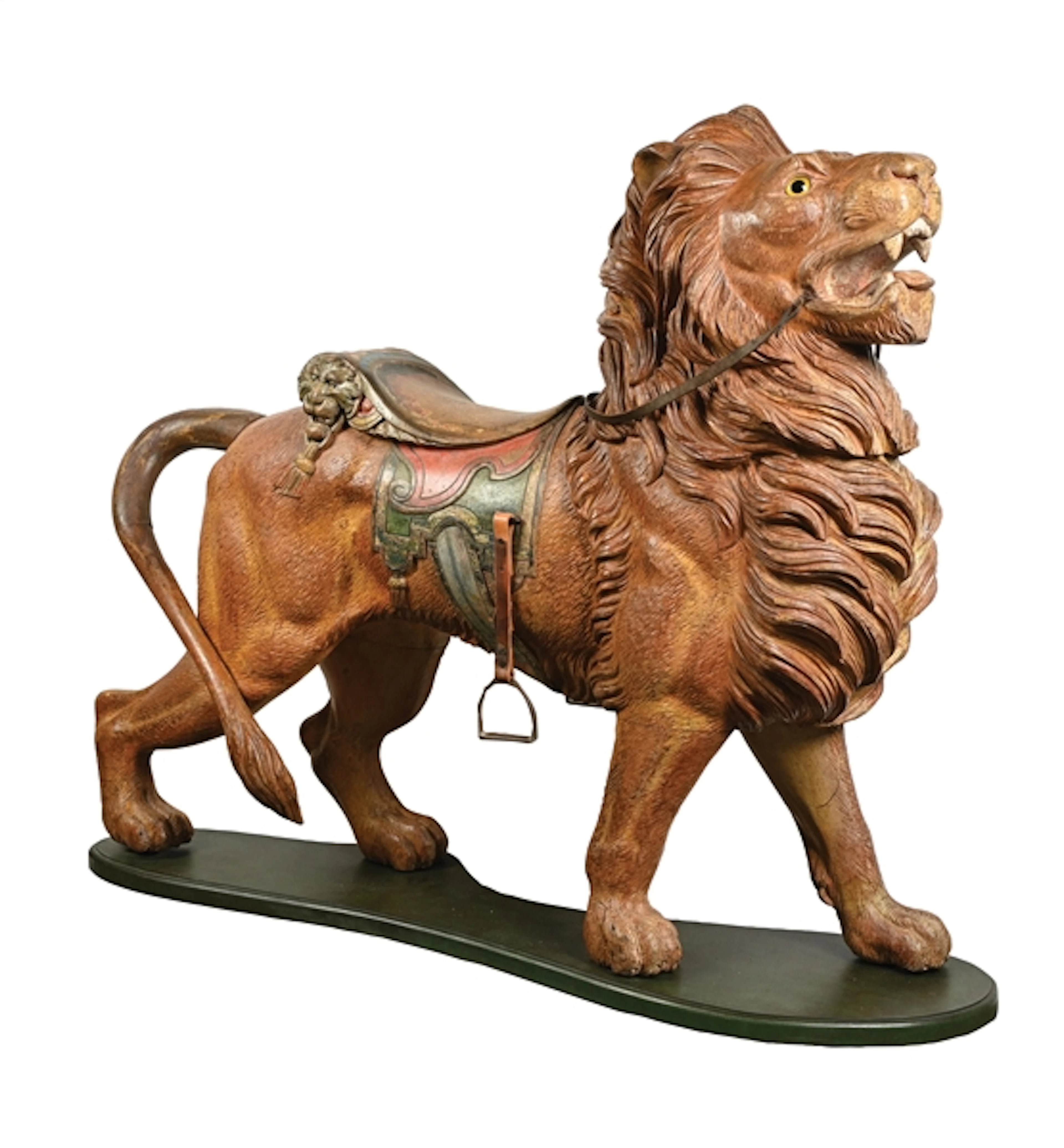 PHENOMENAL CARVED CAROUSEL LION ATTRIBUTED TO DENTZEL CAROUSEL COMPANY
