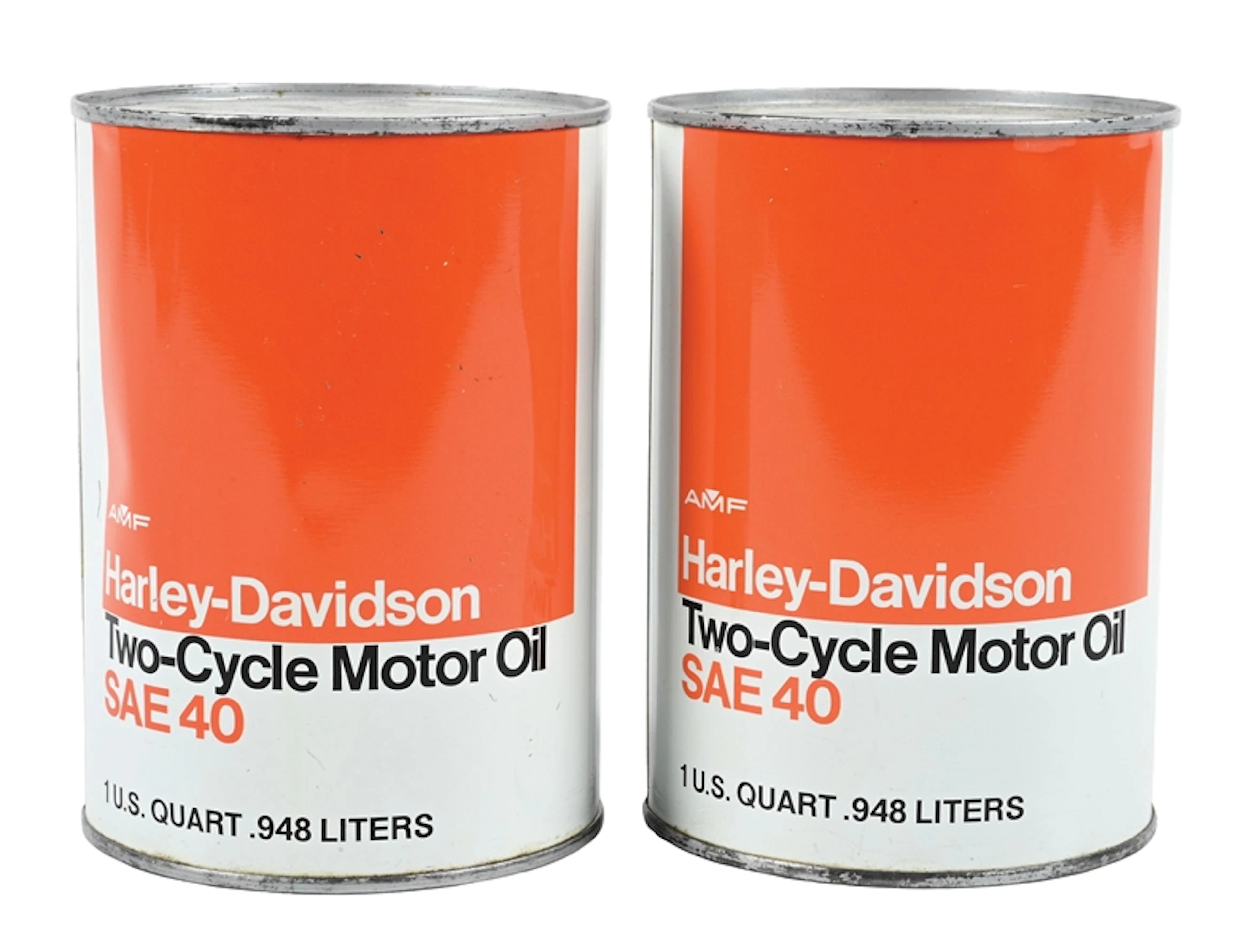 COLLECTION OF 2: HARLEY-DAVIDSON TWO-CYCLE MOTOR OIL ONE QUART CANS.