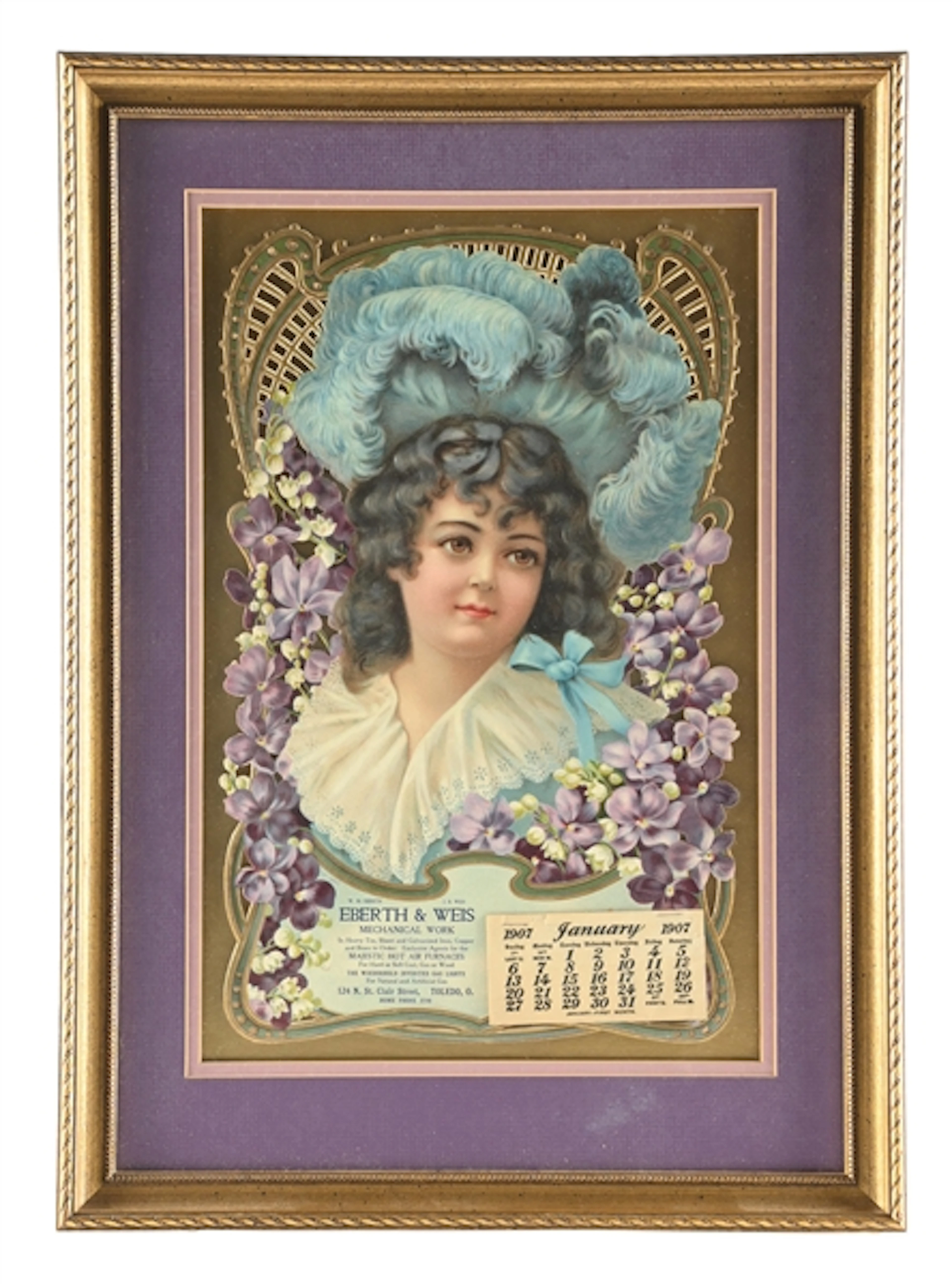 FRAMED DIE-CUT ADVERTISING CALENDAR FOR EBERTH & WEIS MECHANICAL