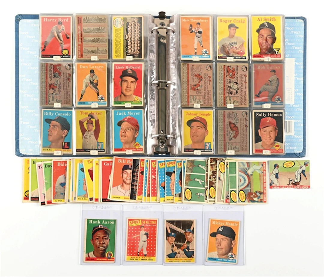 1958 TOPPS GROUP LOT WITH MICKEY MANTLE