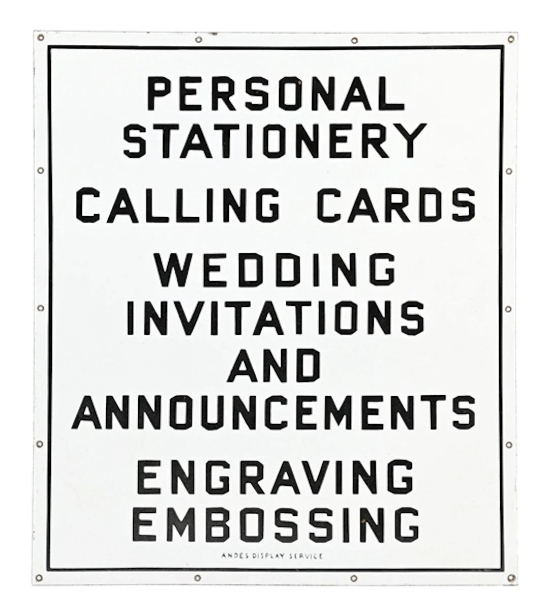 ANDES DISPLAY SERVICE PORCELAIN SIGN
