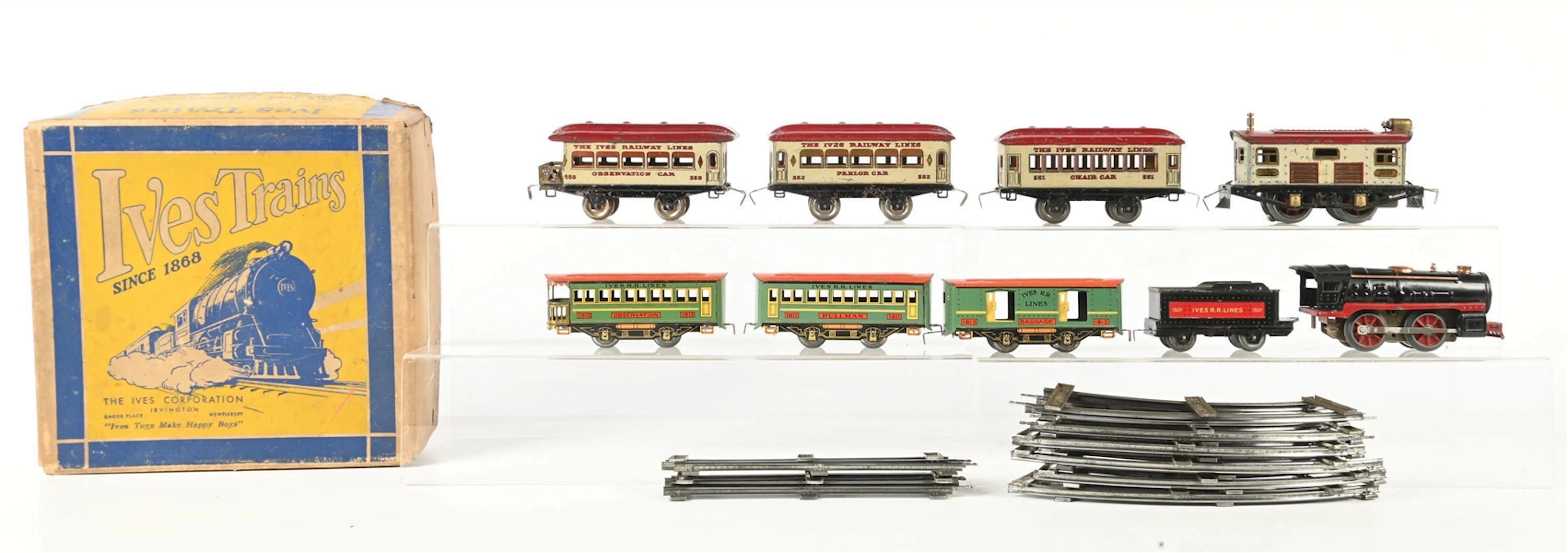 LOT OF 2: IVES O-GA. TIN LITHO PASSENGER SETS