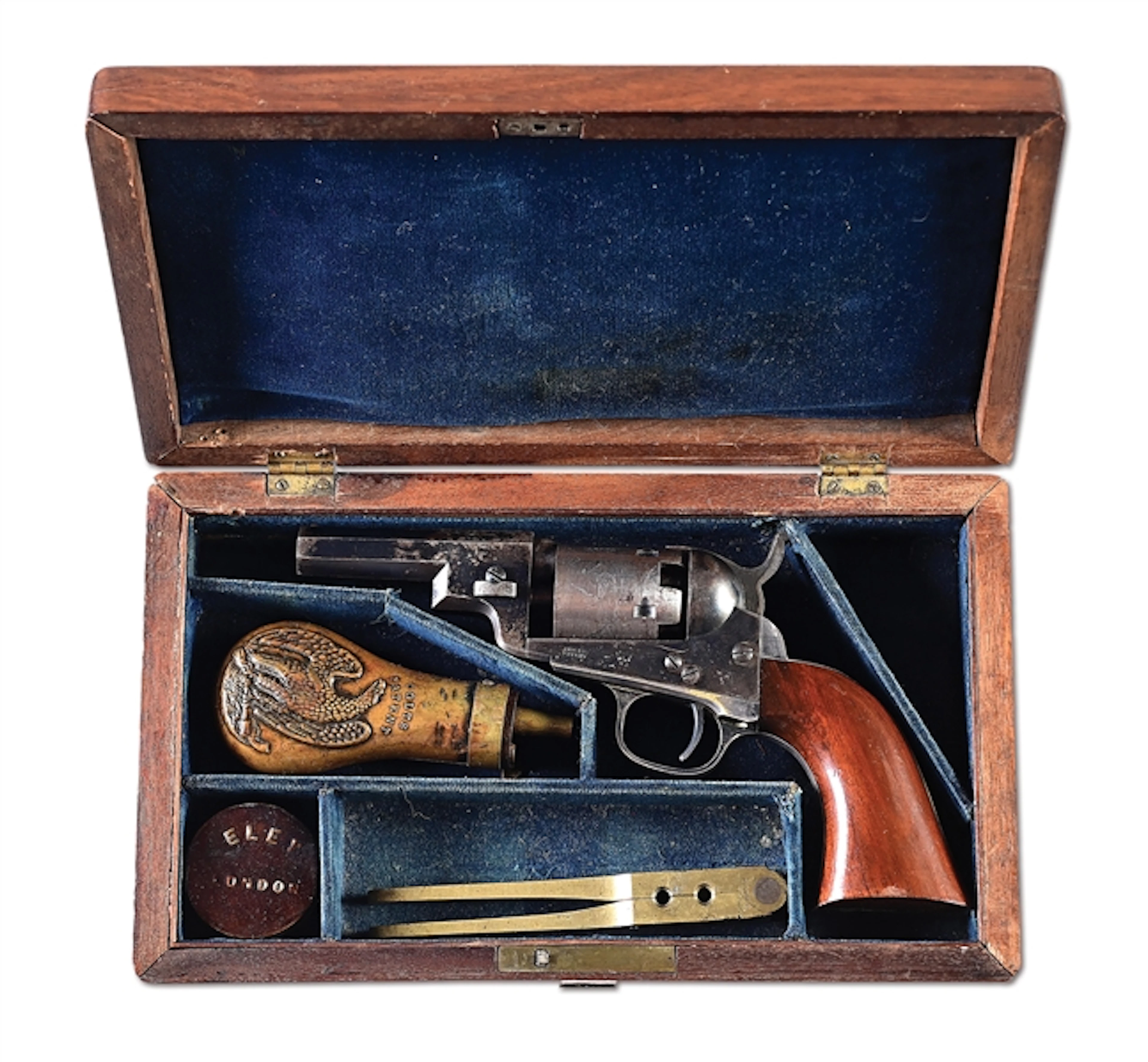 (A) COLT 1849 POCKET WELLS FARGO PERCUSSION REVOLVER WITH CASE.