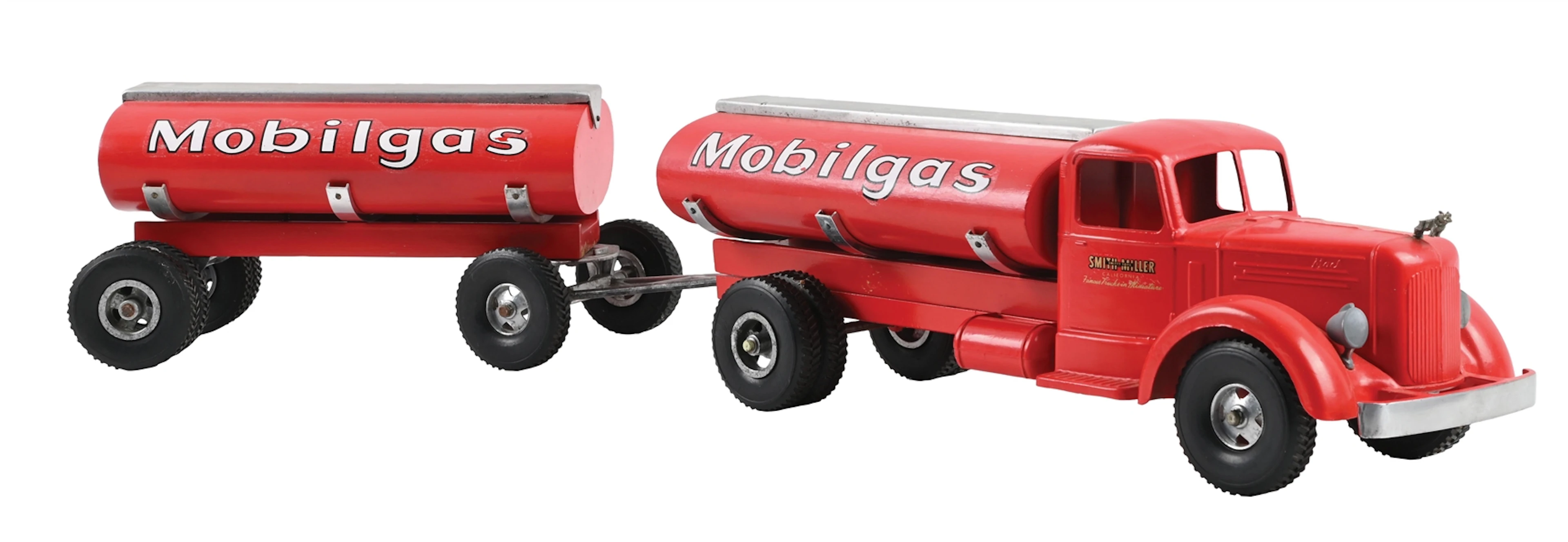 LOT OF 2: SMITH-MILLER MOBILGAS TANKER TRUCK WITH PUP TRAILER