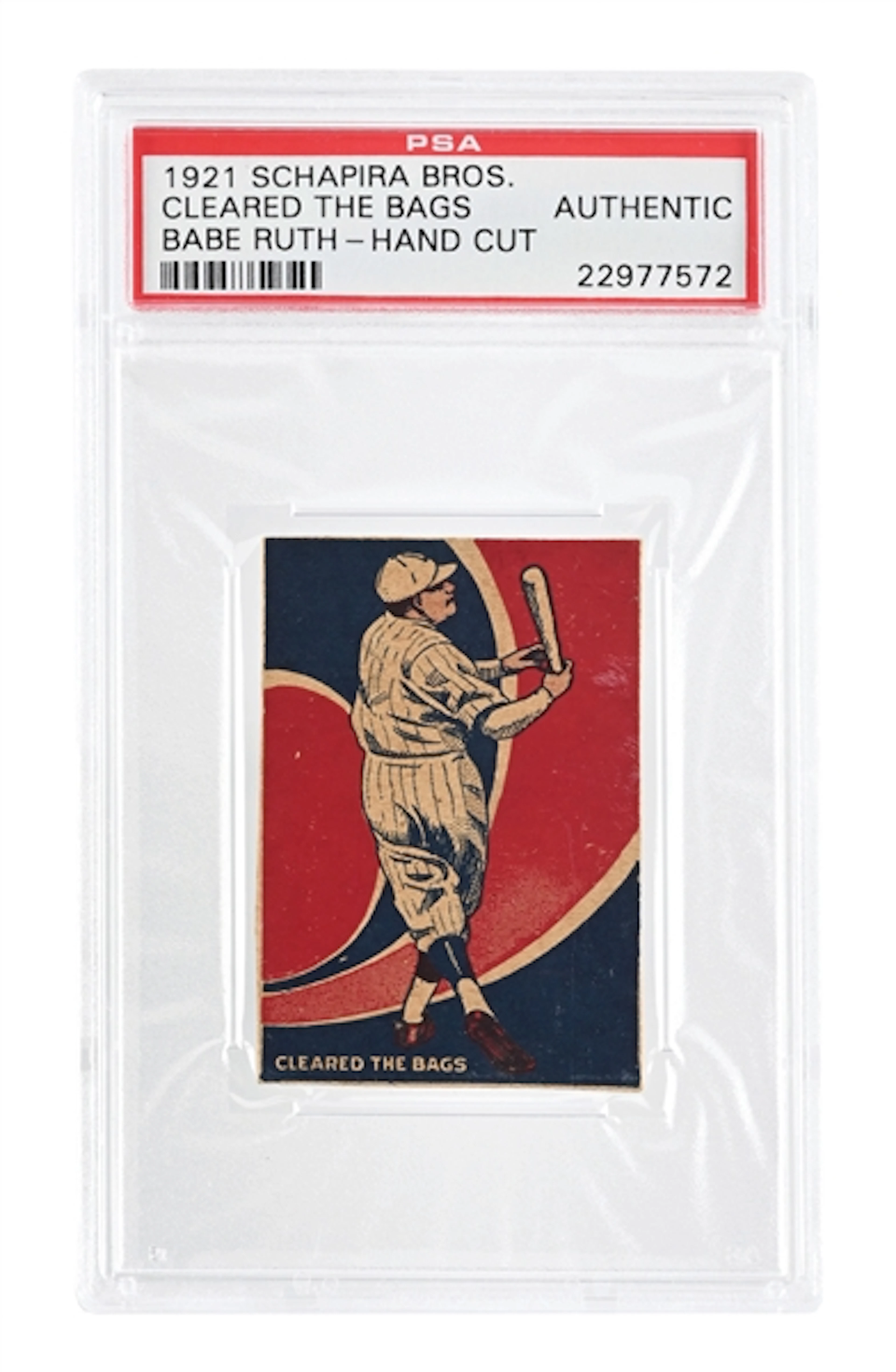 1921 SCHAPIRA BROS. "CLEARED THE BAGS" BABE RUTH PSA AUTHENTIC