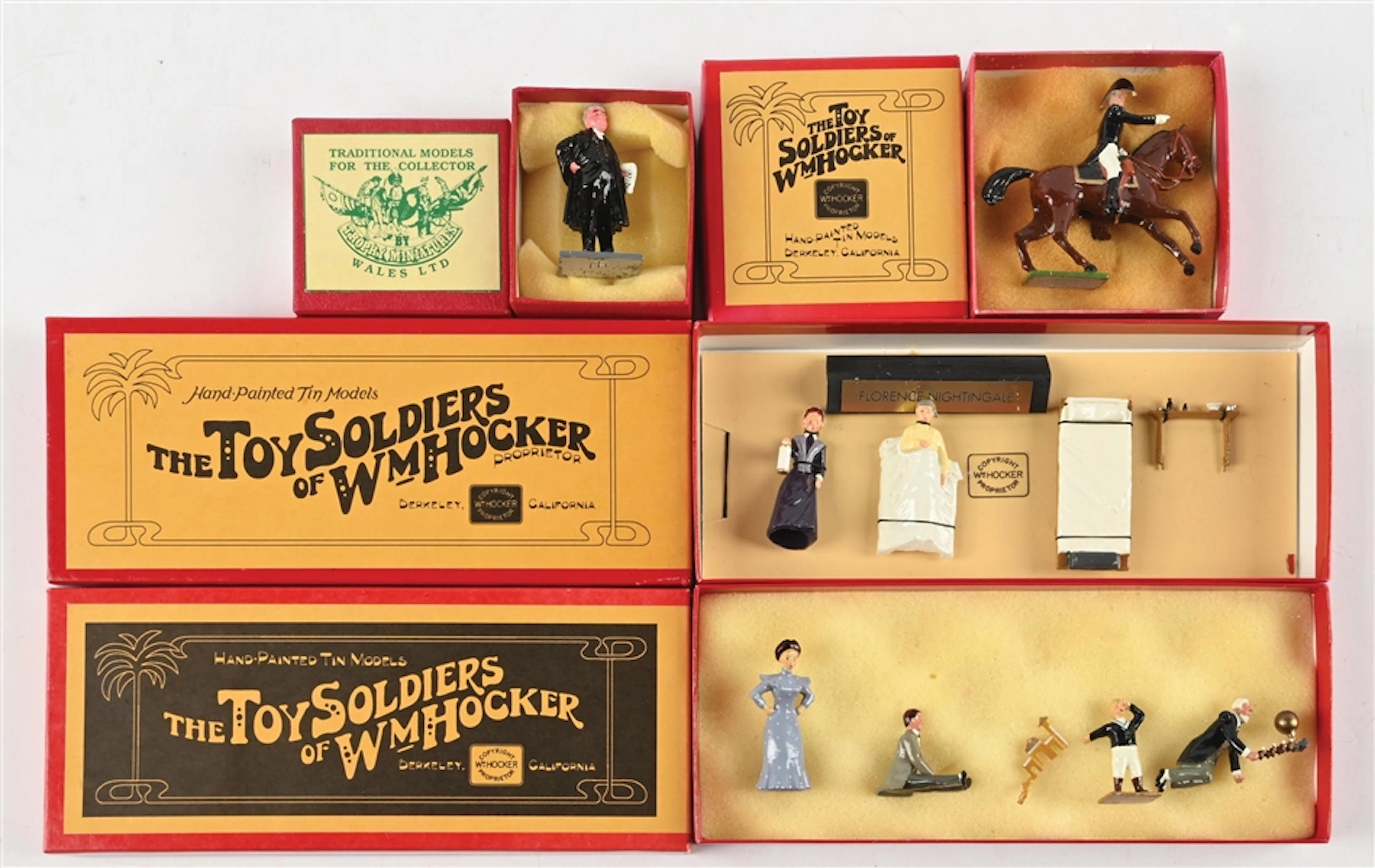 LOT OF 4: WM. HOCKER SETS IN BOXES & TROPHY MINIATURES FIGURE IN BOX