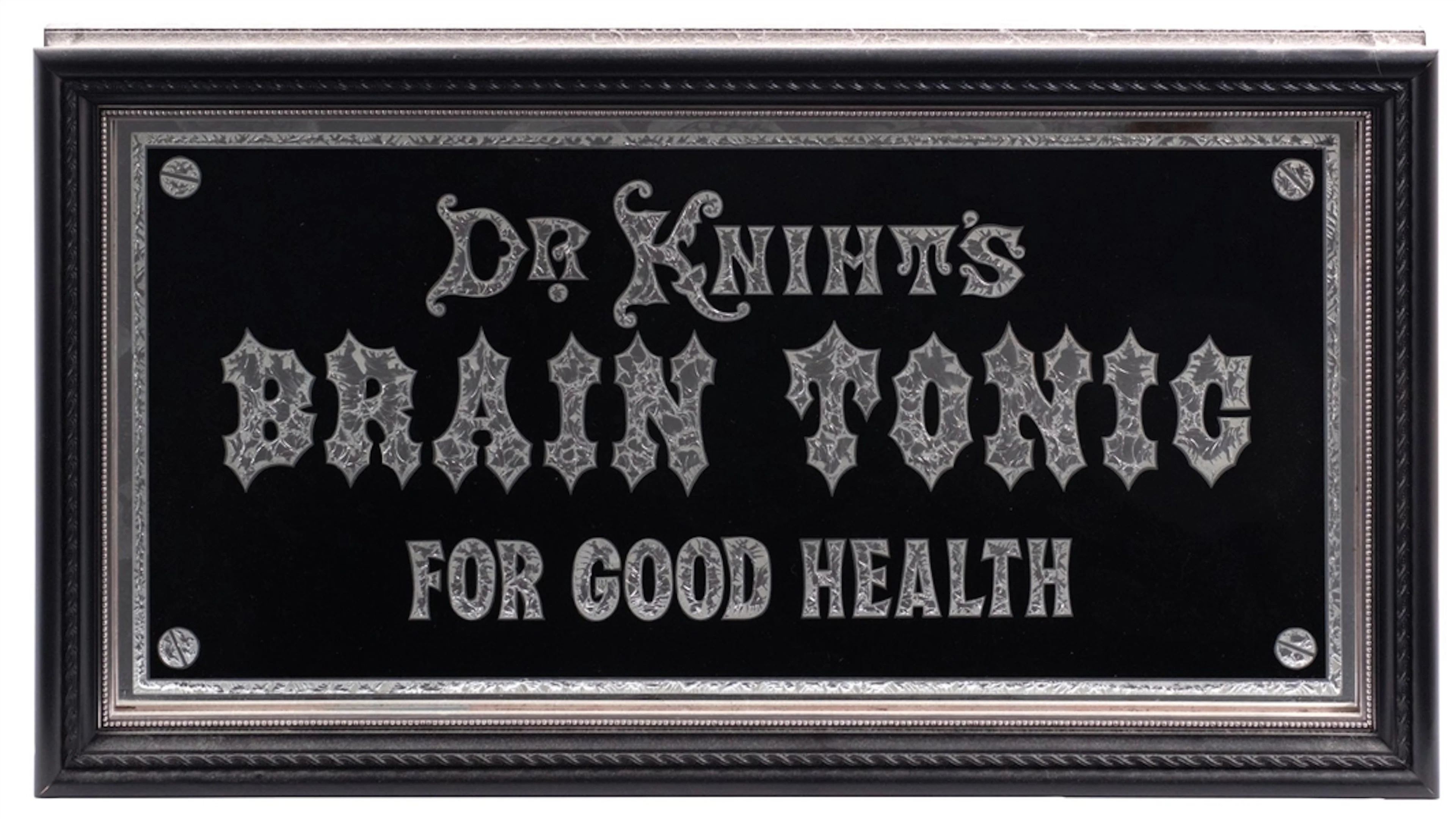 DR. KNIHT'S BRAIN TONIC REVERS GLASS FRAMED SIGN