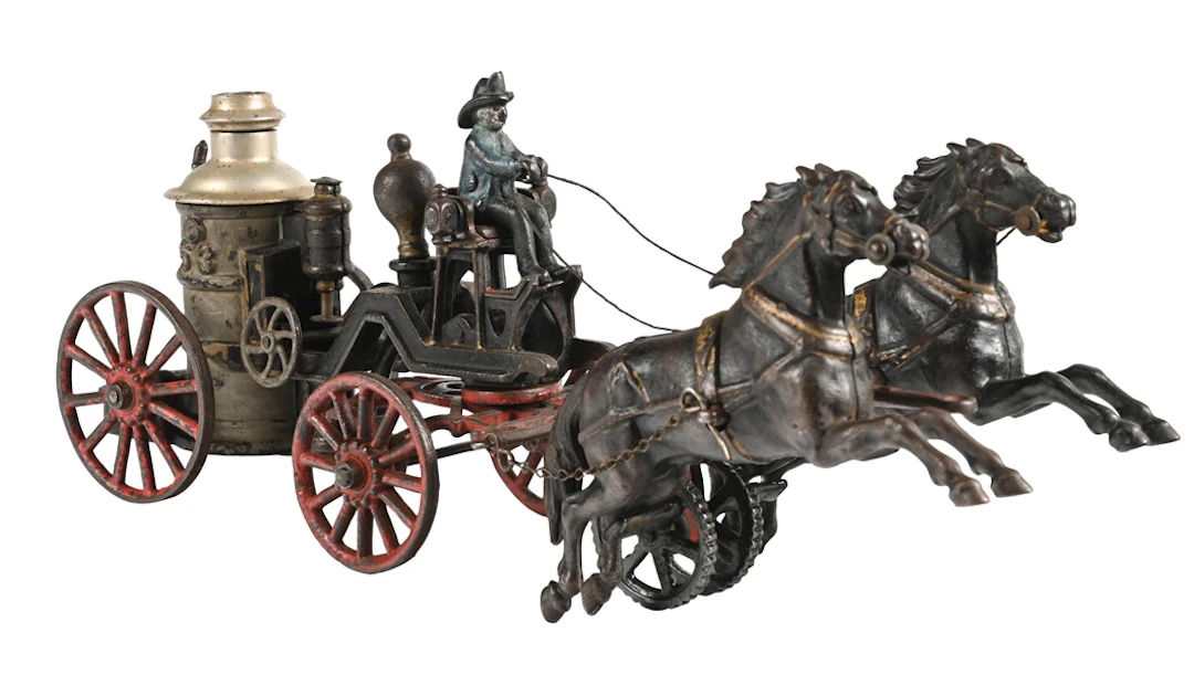 J.E. CARPENTER HORSE-DRAWN CAST-IRON FIRE PUMPER, NO. 53