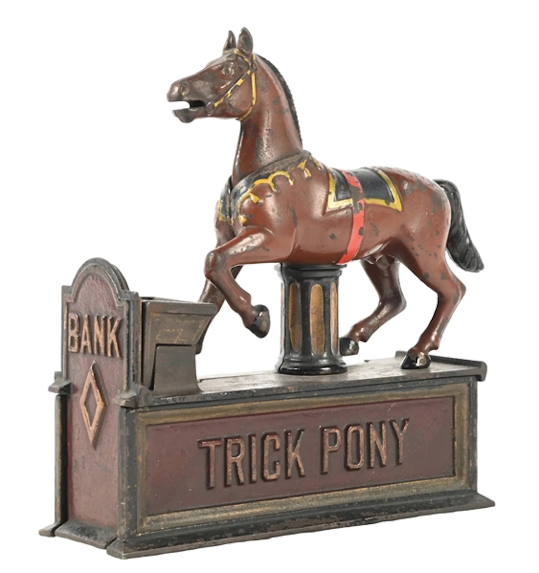 SHEPARD HARDWARE CO. TRICK PONY CAST IRON MECHANICAL BANK