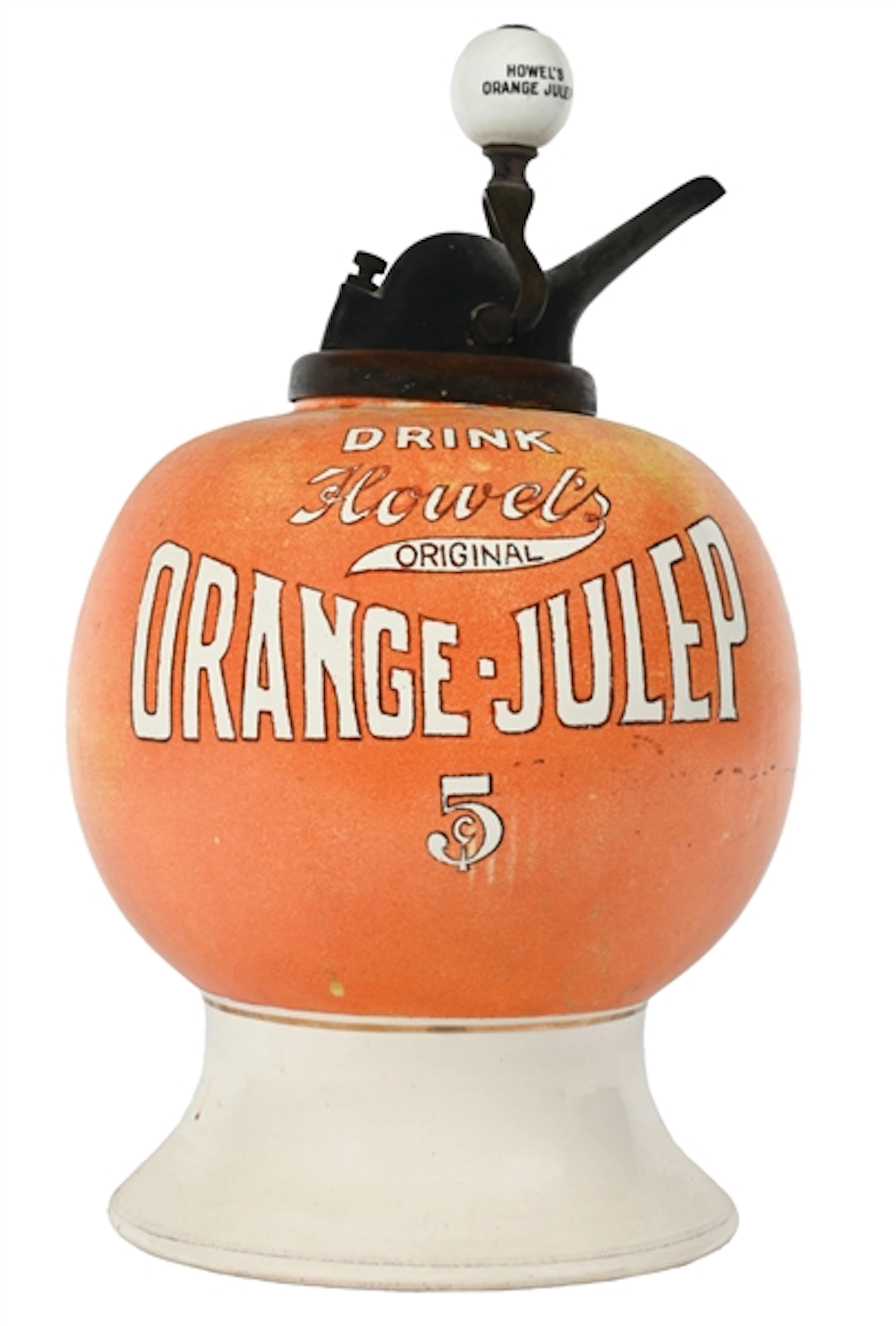 DRINK HOWEL'S ORANGE-JULEP SYRUP DISPENSER WITH ORIGINAL PUMP