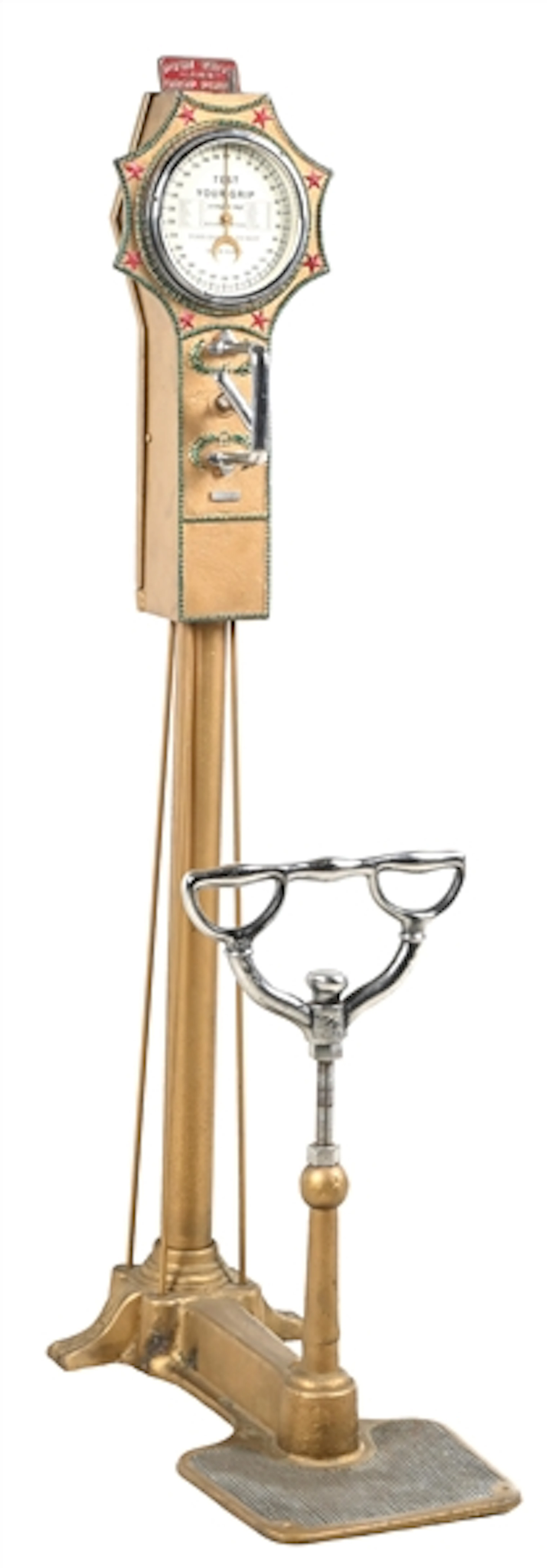 1¢ CAST IRON "TEST YOUR GRIP" FLOOR MODEL STRENGTH TESTER