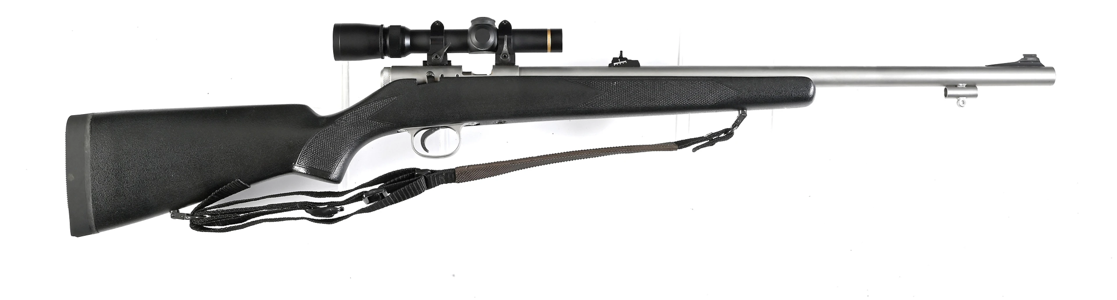 (A) WHITE G SERIES WHITETAIL .504 INLINE PERCUSSION RIFLE WITH LEUPOLD SCOPE.
