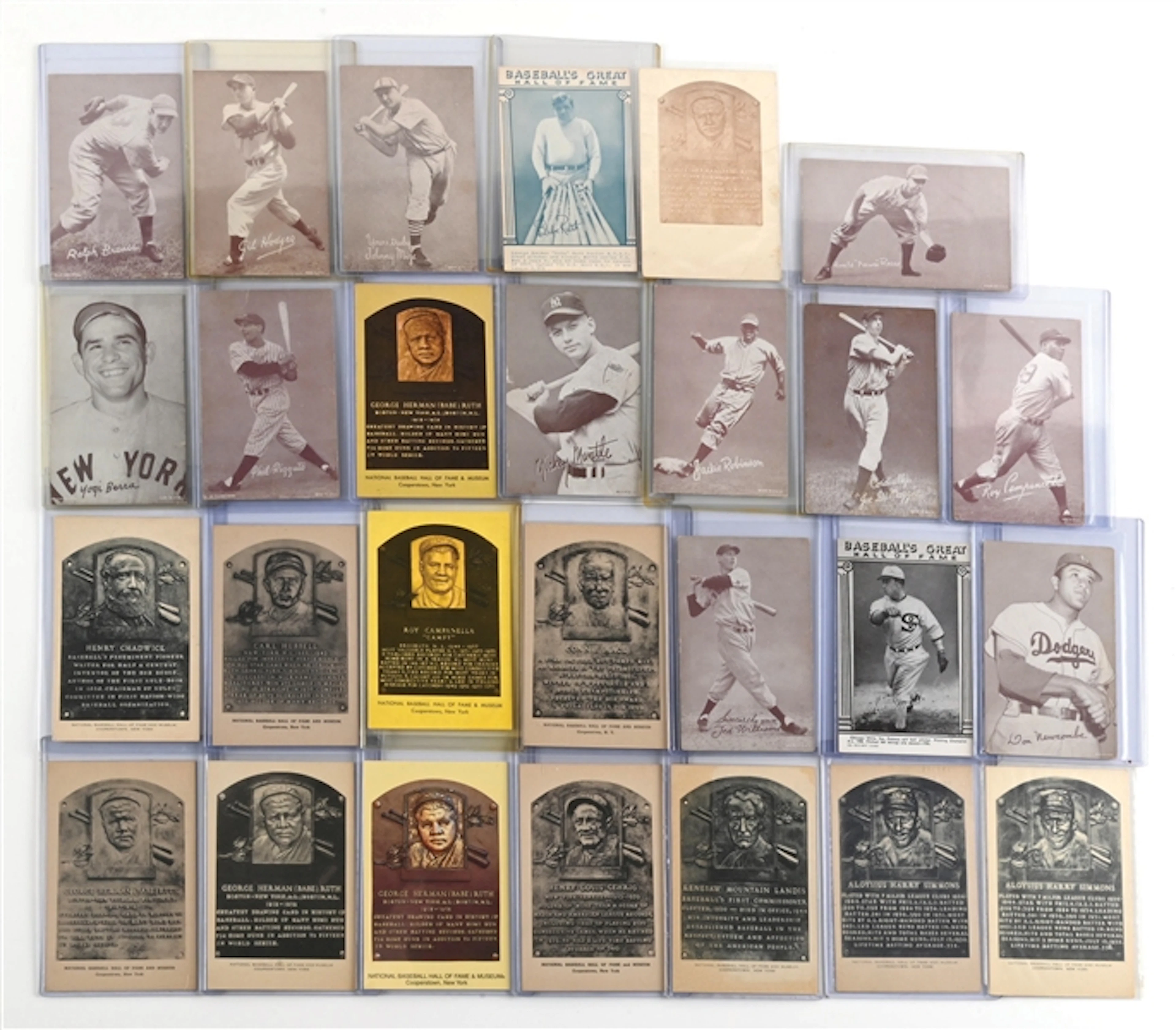 LOT OF 27: BASEBALL HALL OF FAME PLAQUES AND EXHIBITS