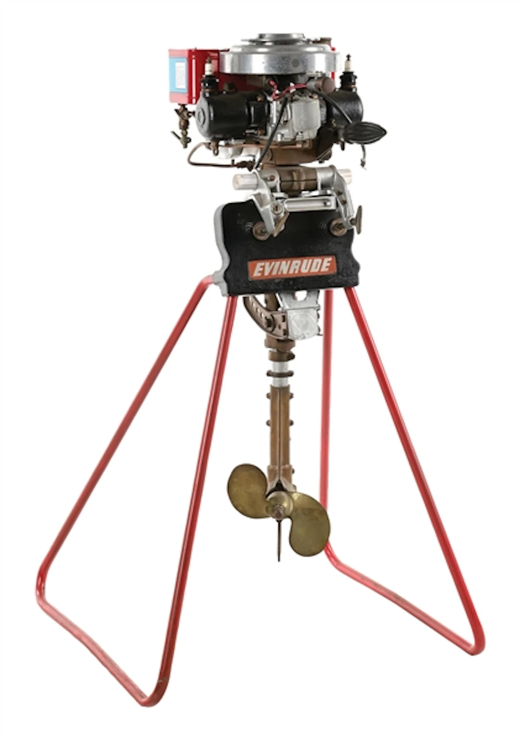 RESTORED EVINRUDE MODEL NO. NS10773 OUTBOARD MOTOR W/ STAND