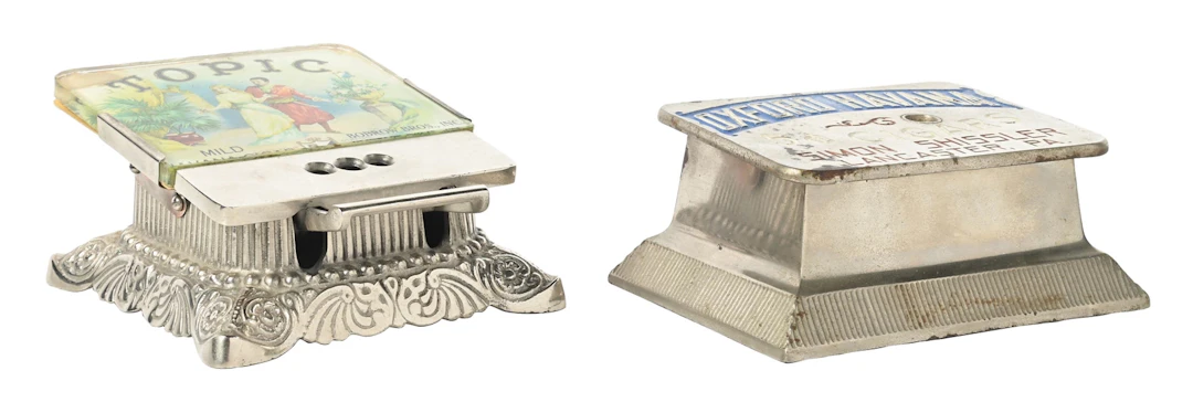 PAIR OF CAST IRON COUNTERTOP COMMERCIAL ADVERTISING CIGAR CUTTERS