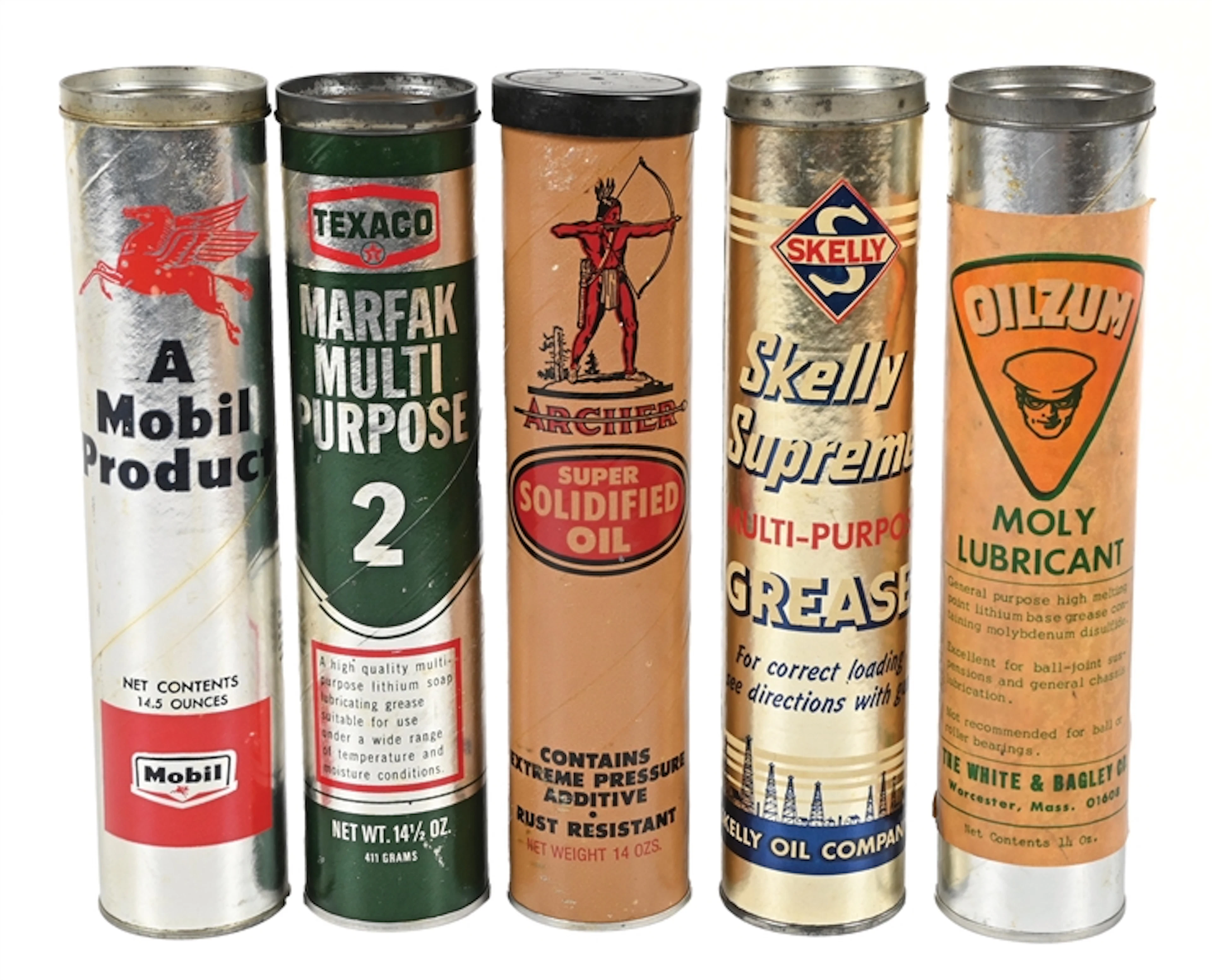 COLLECTION OF 5: VARIOUS OIL COMPANY GREASE TUBES.