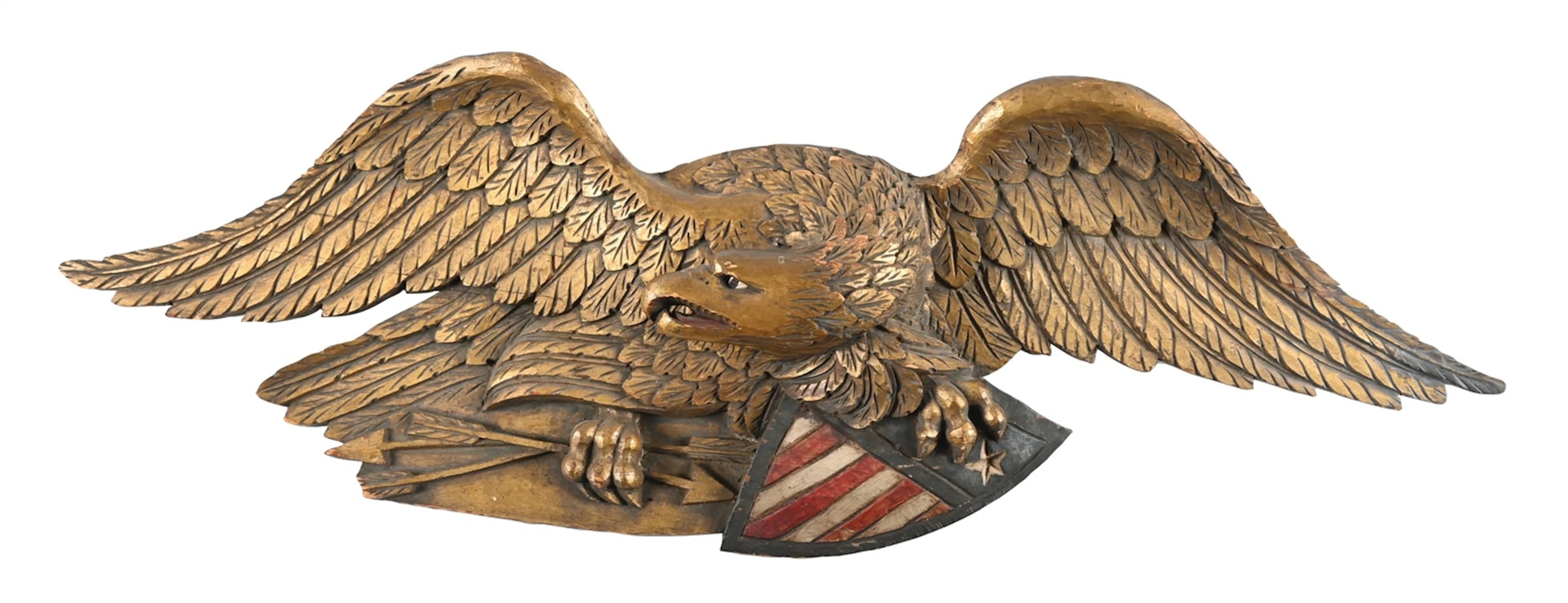 WOOD CARVED AMERICANA EAGLE