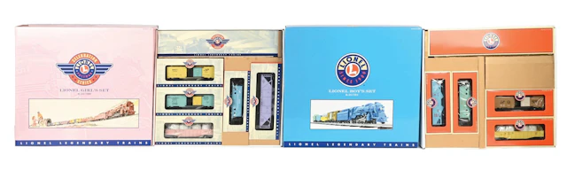 LIONEL MODERN ERA O. GAUGE GIRLS TRAIN SET & BOYS TRAIN SET IN ORIGINAL BOXES
