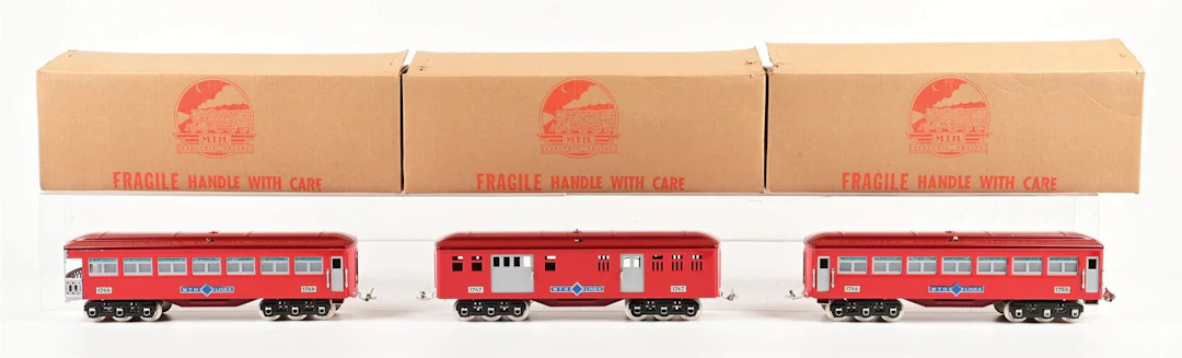 MTH IVES STANDARD GA. TRANSITION 1700-SERIES RED 3-CAR PASSENGER SET
