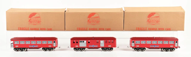 MTH IVES STANDARD GA. TRANSITION 1700-SERIES RED 3-CAR PASSENGER SET