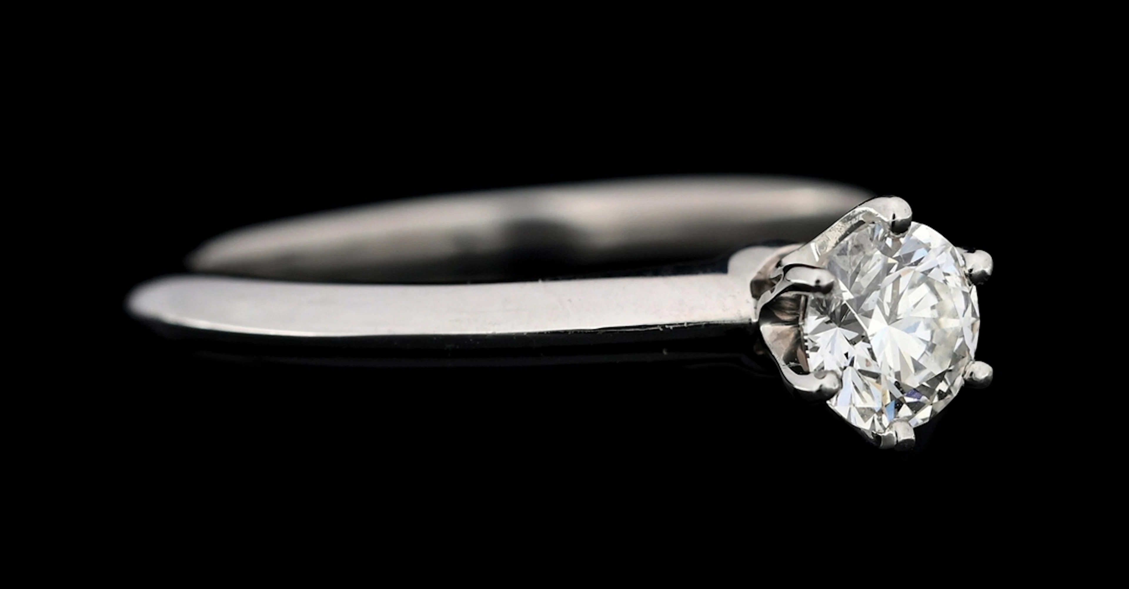 PLATINUM TIFFANY & CO DIAMOND SOLITARE ENGAGEMENT RING W/BOX & CERTIFICATE