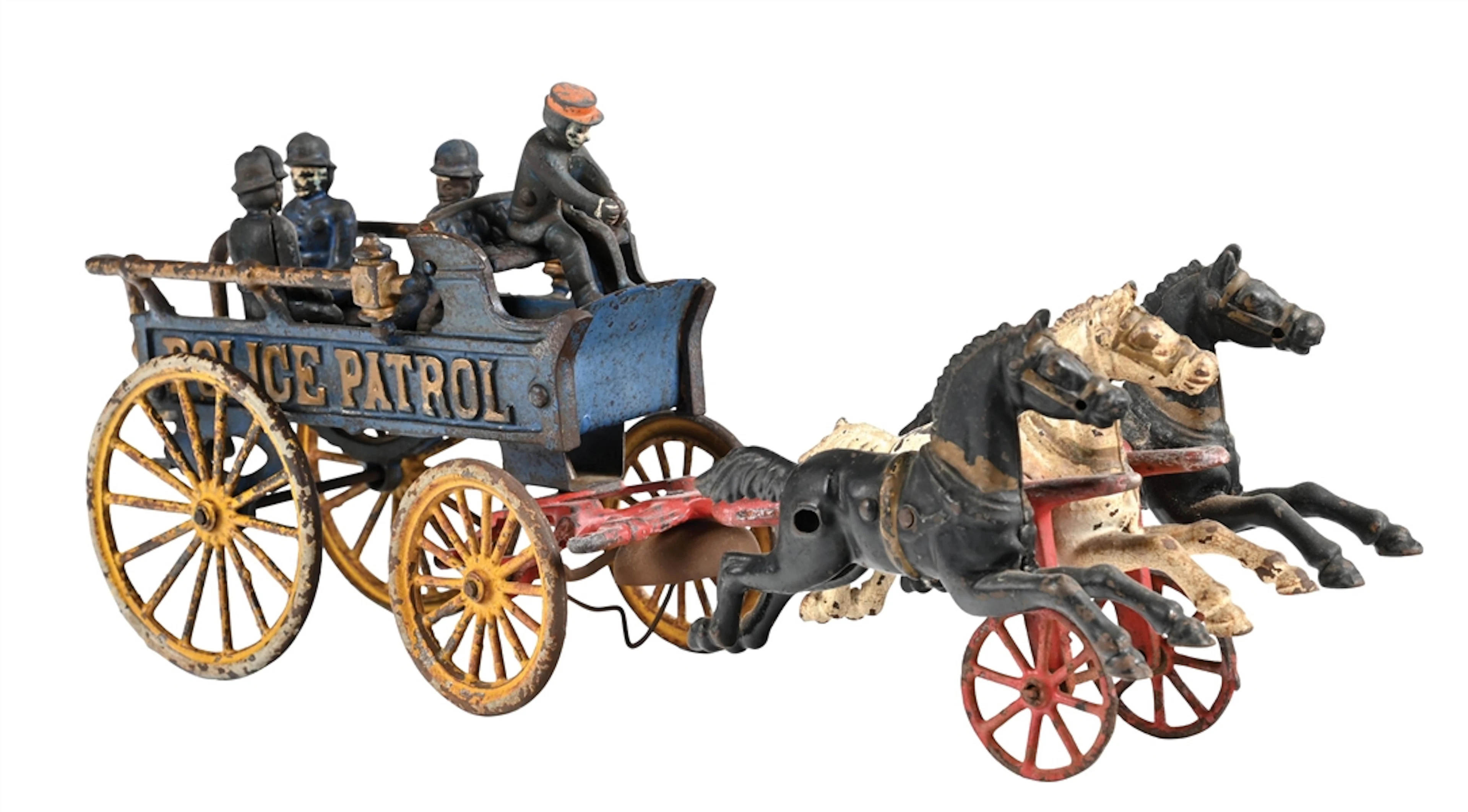 HUBLEY CAST IRON HORSE-DRAWN POLICE PATROL WAGON